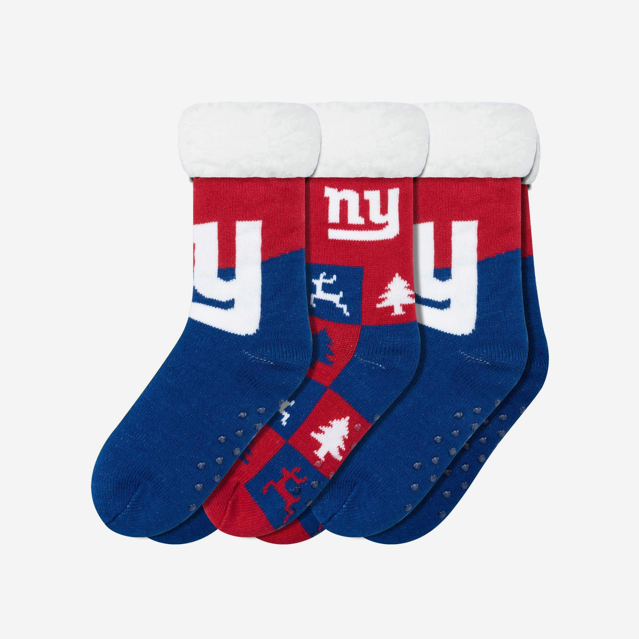 New York Giants Women's 3-Pack Fanatic Footy Slipper Socks - Show Your Team Spirit!