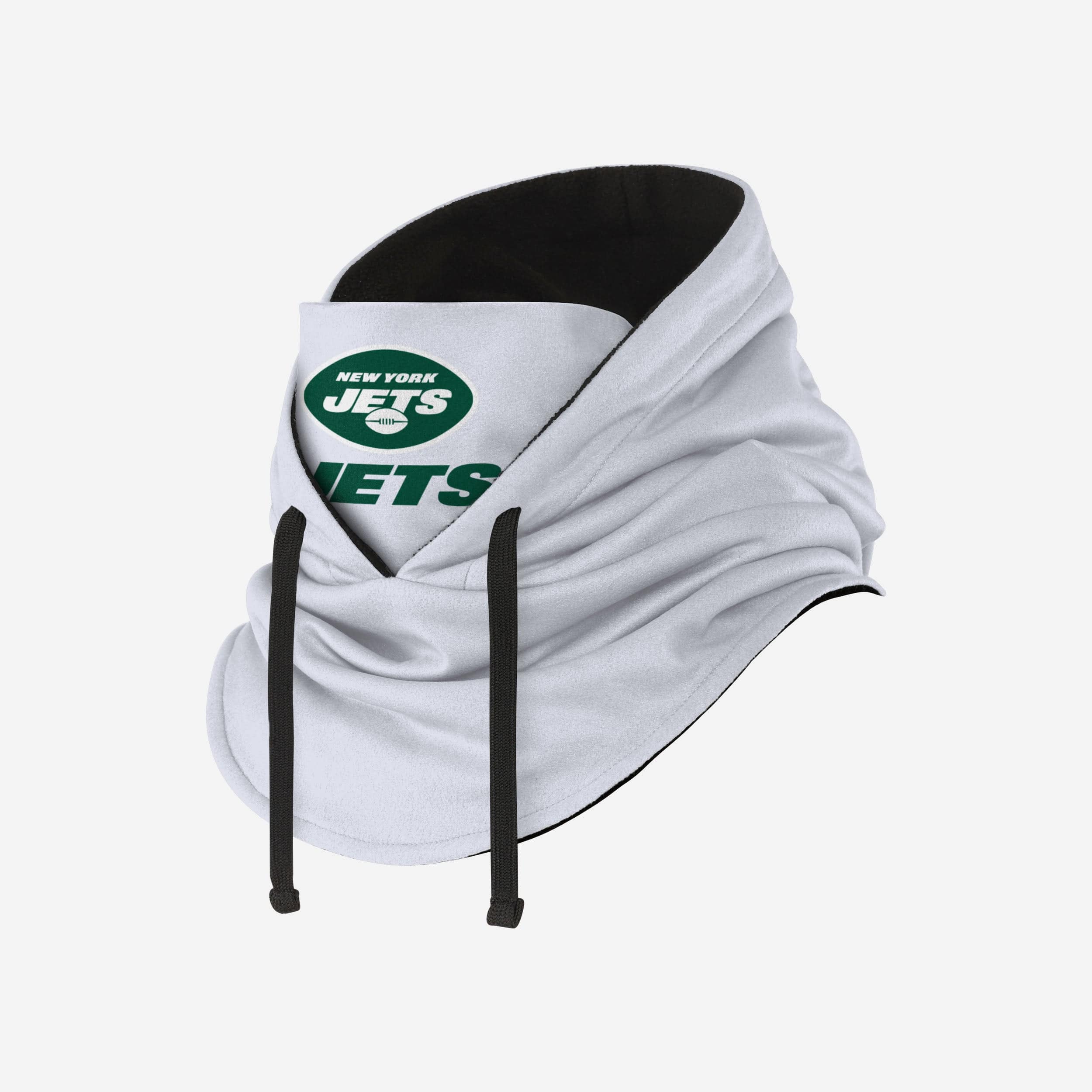 New York Jets White Drawstring Hooded Gaiter - Your Must - Have Winter Gear