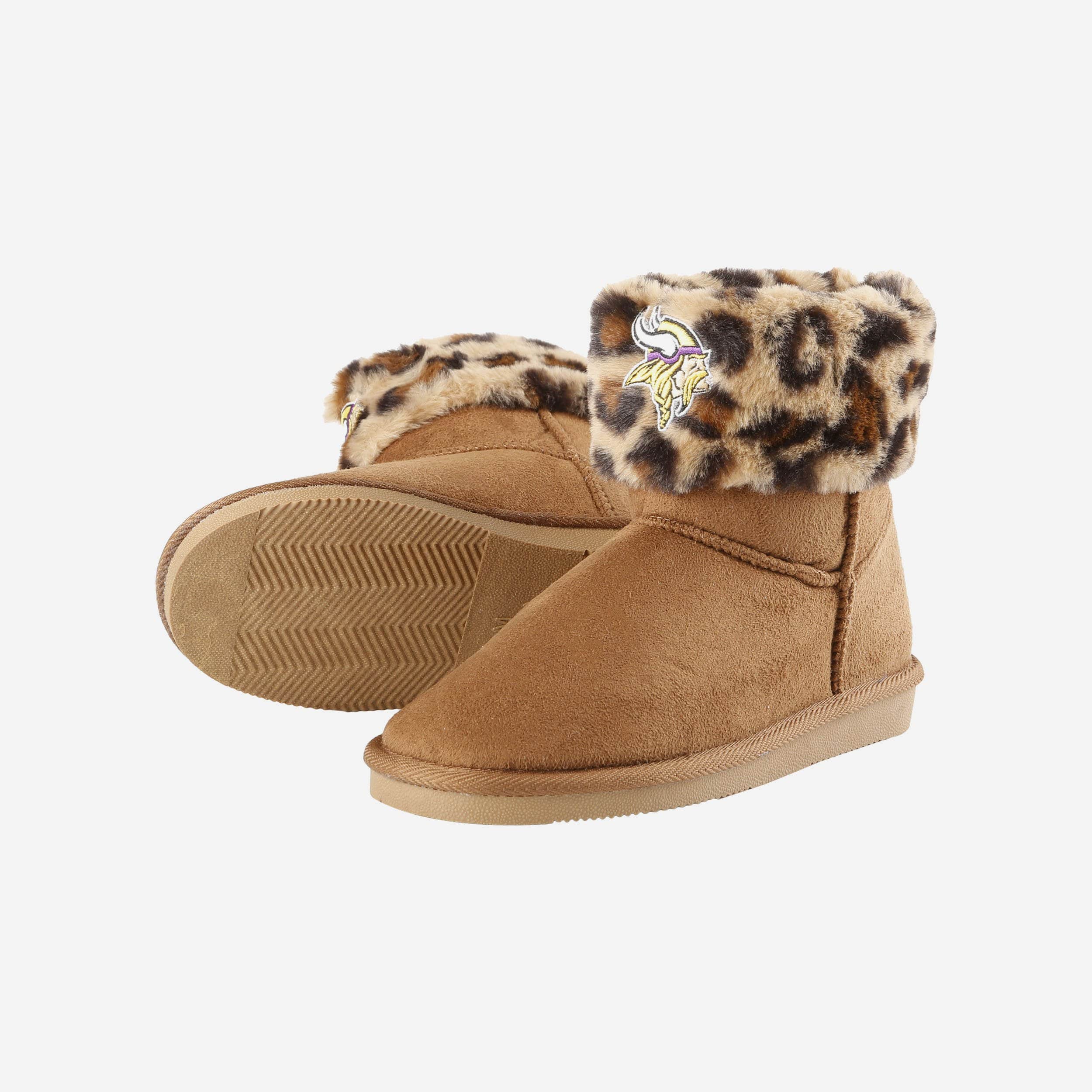 Minnesota Vikings Women's Cheetah Fur Fashion Boots