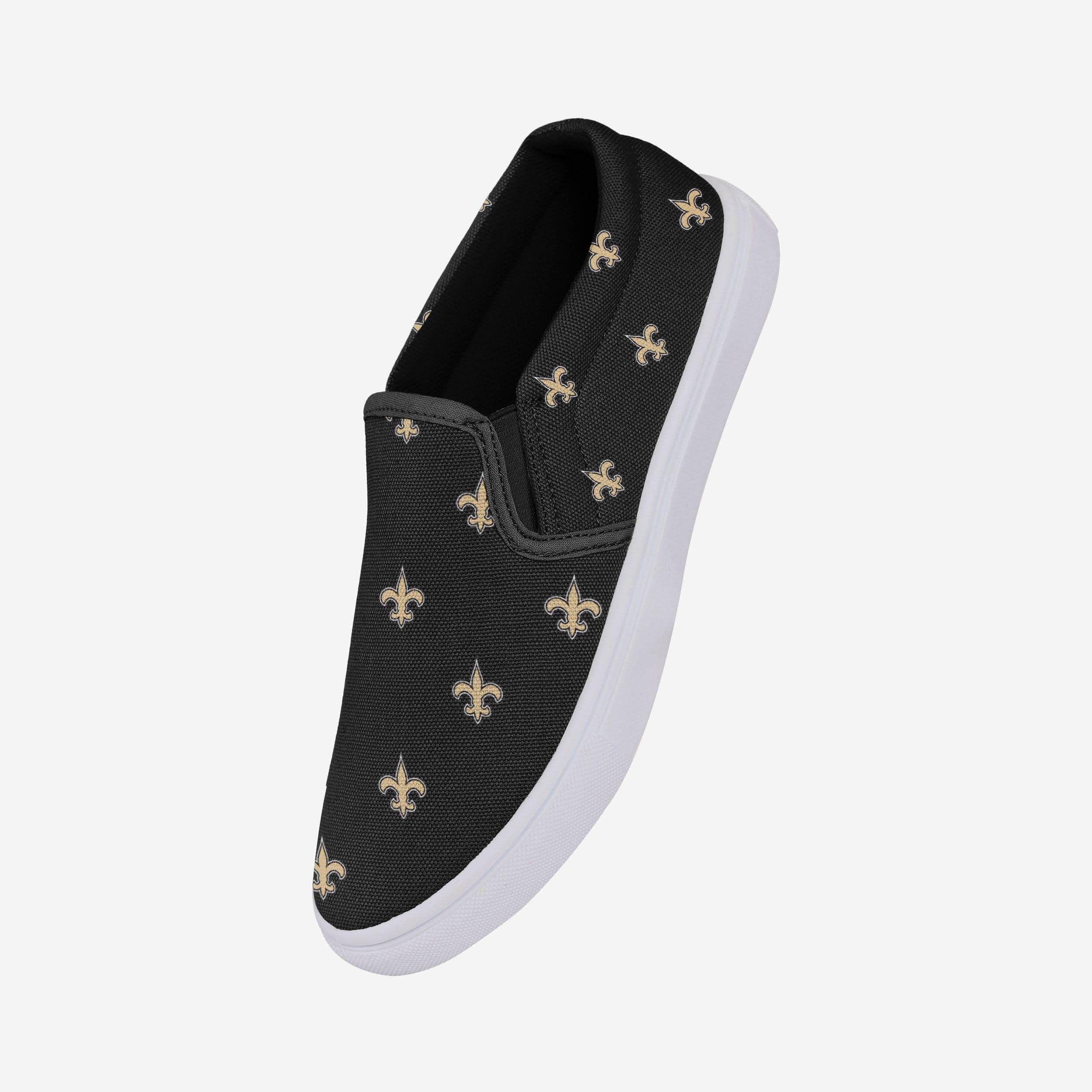 New Orleans Saints Women's Stylish Repeat Logo Slip-On Canvas Shoes