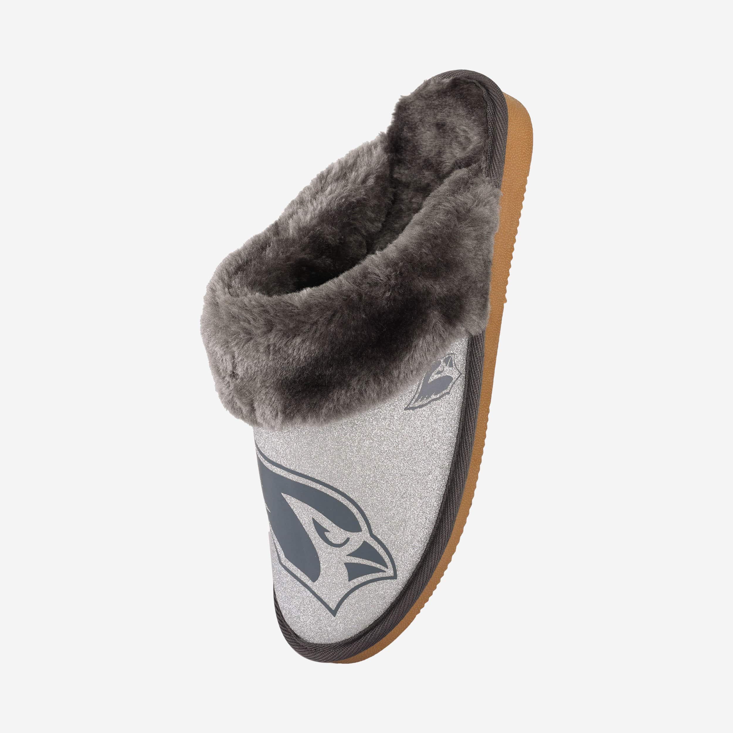 Sparkling Arizona Cardinals Women's Open-Back Fur Moccasin Slippers