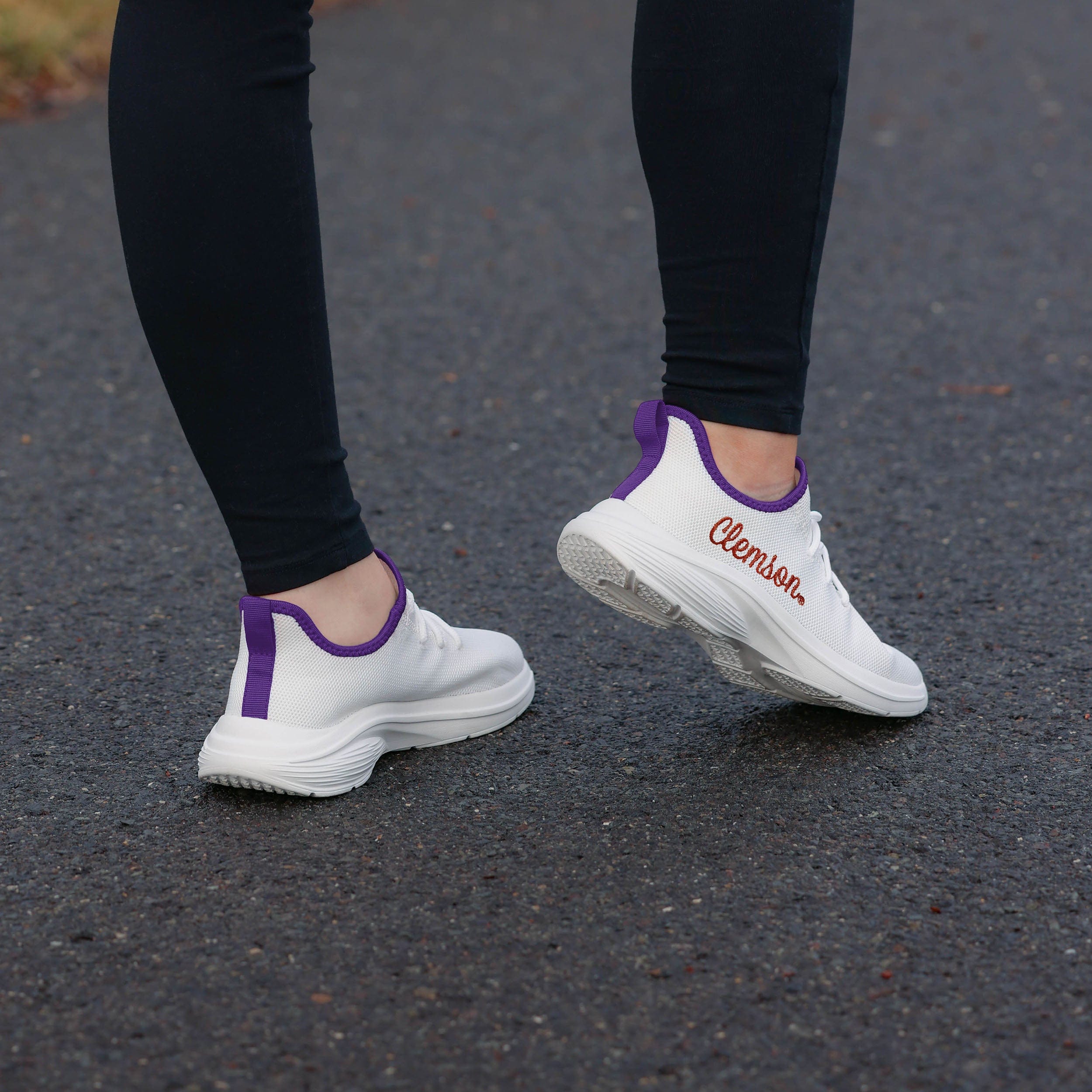 Clemson Tigers Women's Stunning White Midsole Sneakers