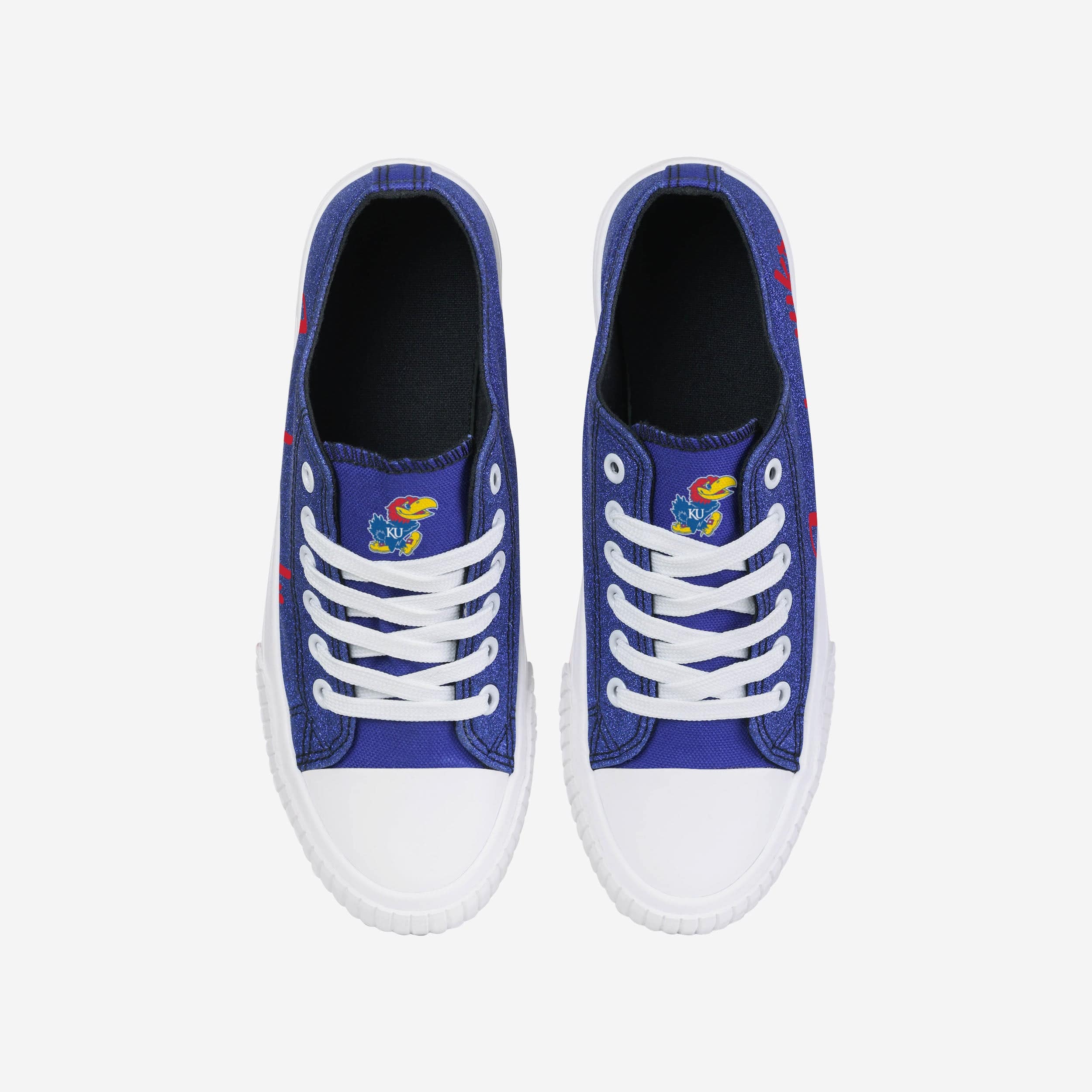 Sparkling Kansas Jayhawks Women's Low-Top Canvas Glitter Shoes