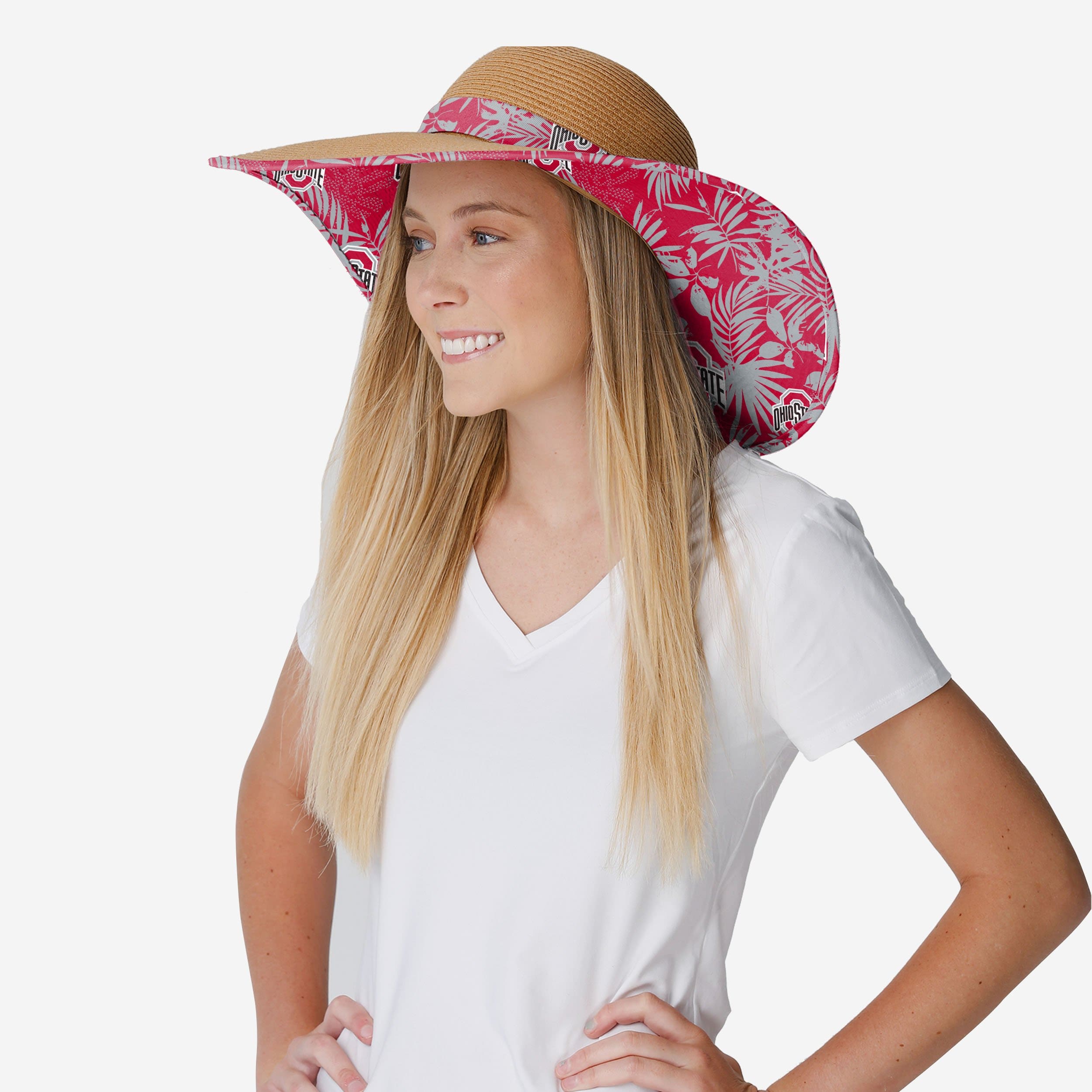 Gorgeous Ohio State Buckeyes Women's Floral Straw Hat for Summer Fans