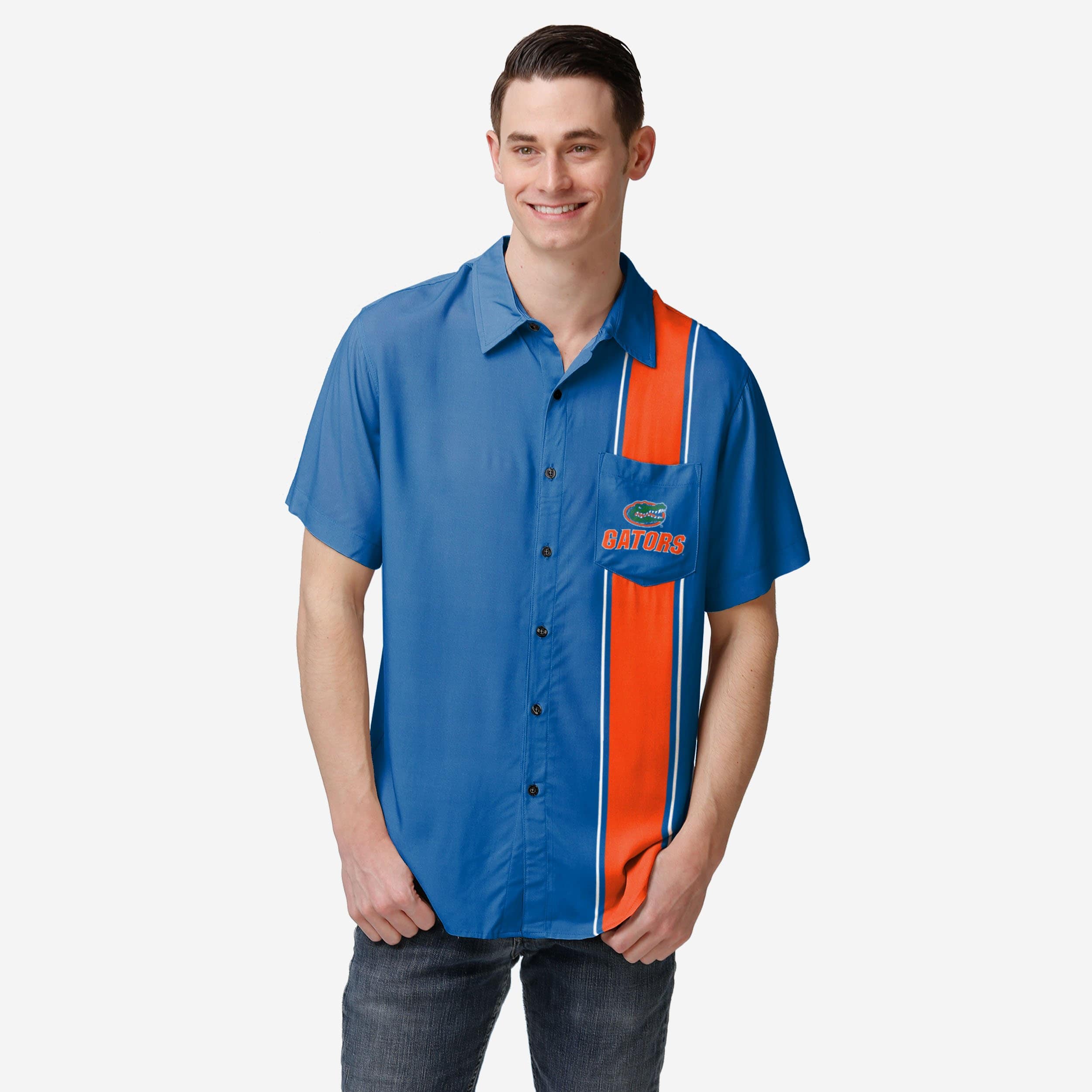 Awesome Florida Gators Bowling Stripe Button-Up Shirt
