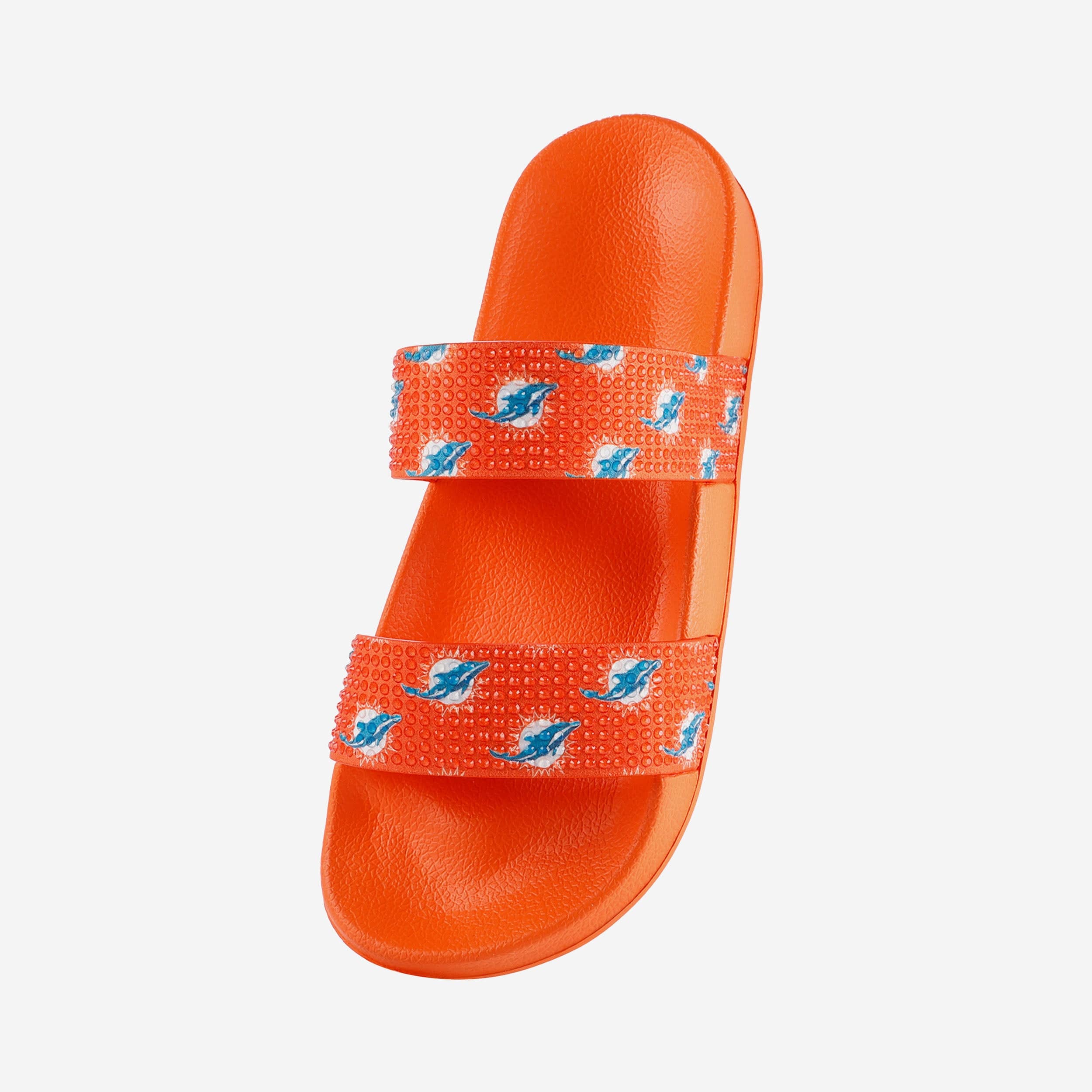 Glamorous Miami Dolphins Women's Double Strap Shimmer Sandals