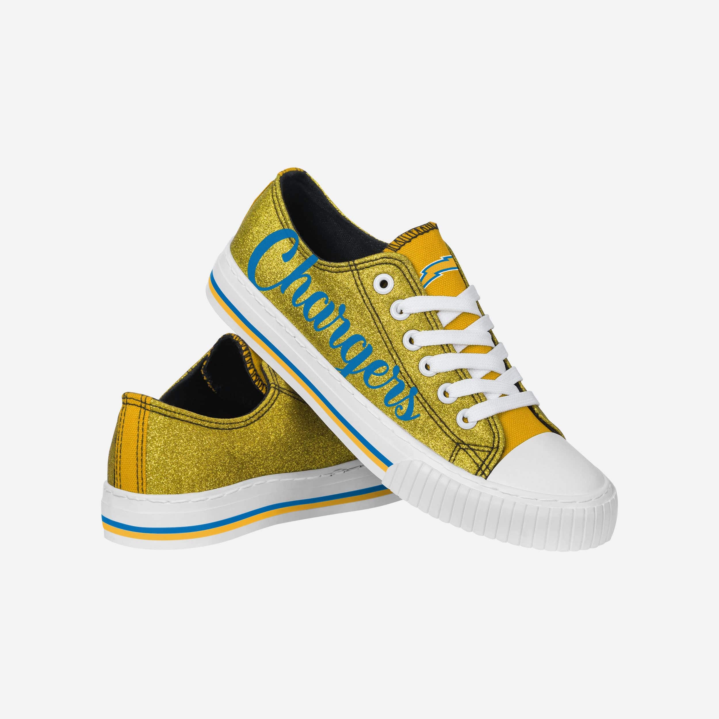 Gorgeous Los Angeles Chargers Women's Color Glitter Low-Top Canvas Shoes