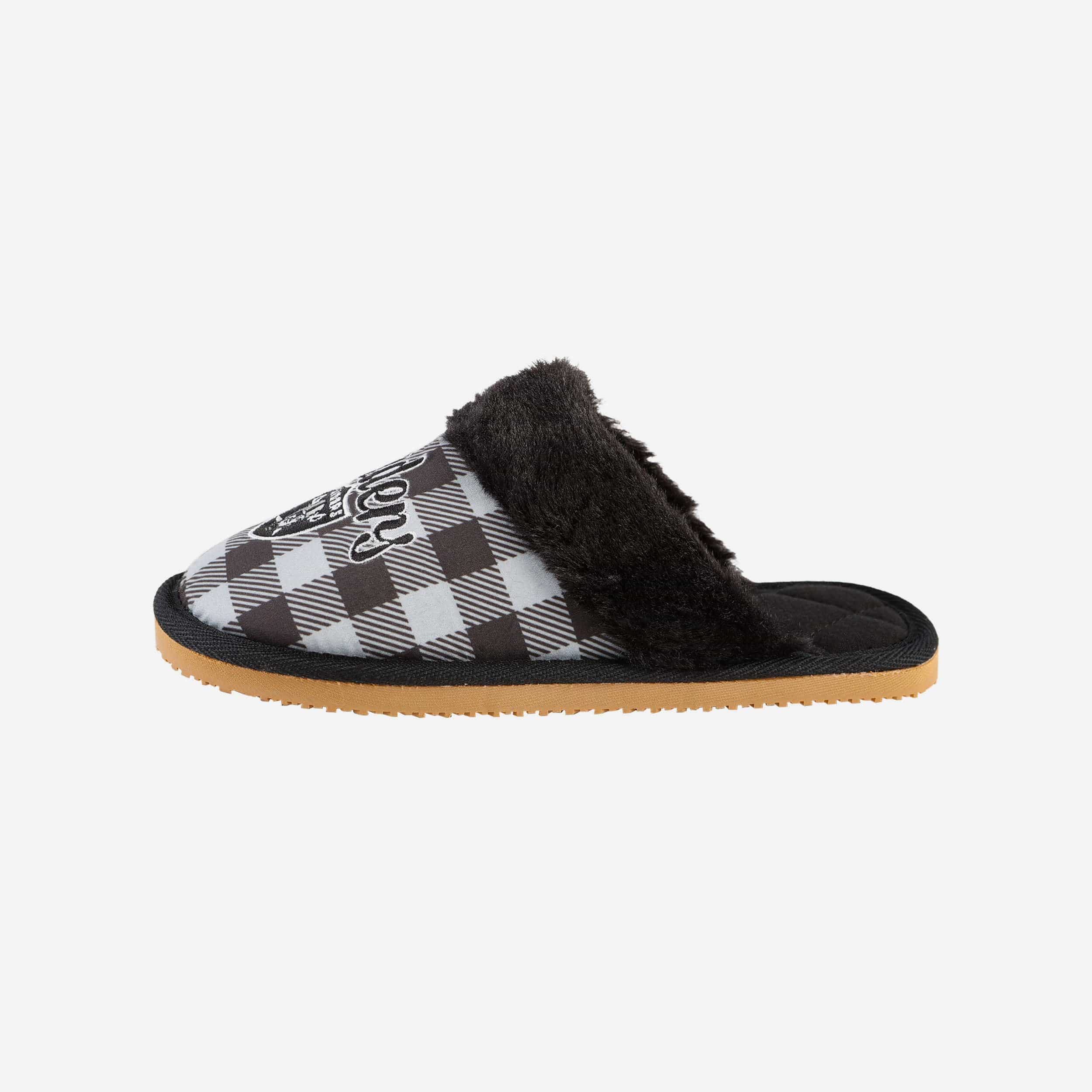 Stylish Las Vegas Raiders Women's Plaid Sherpa Mule Slippers