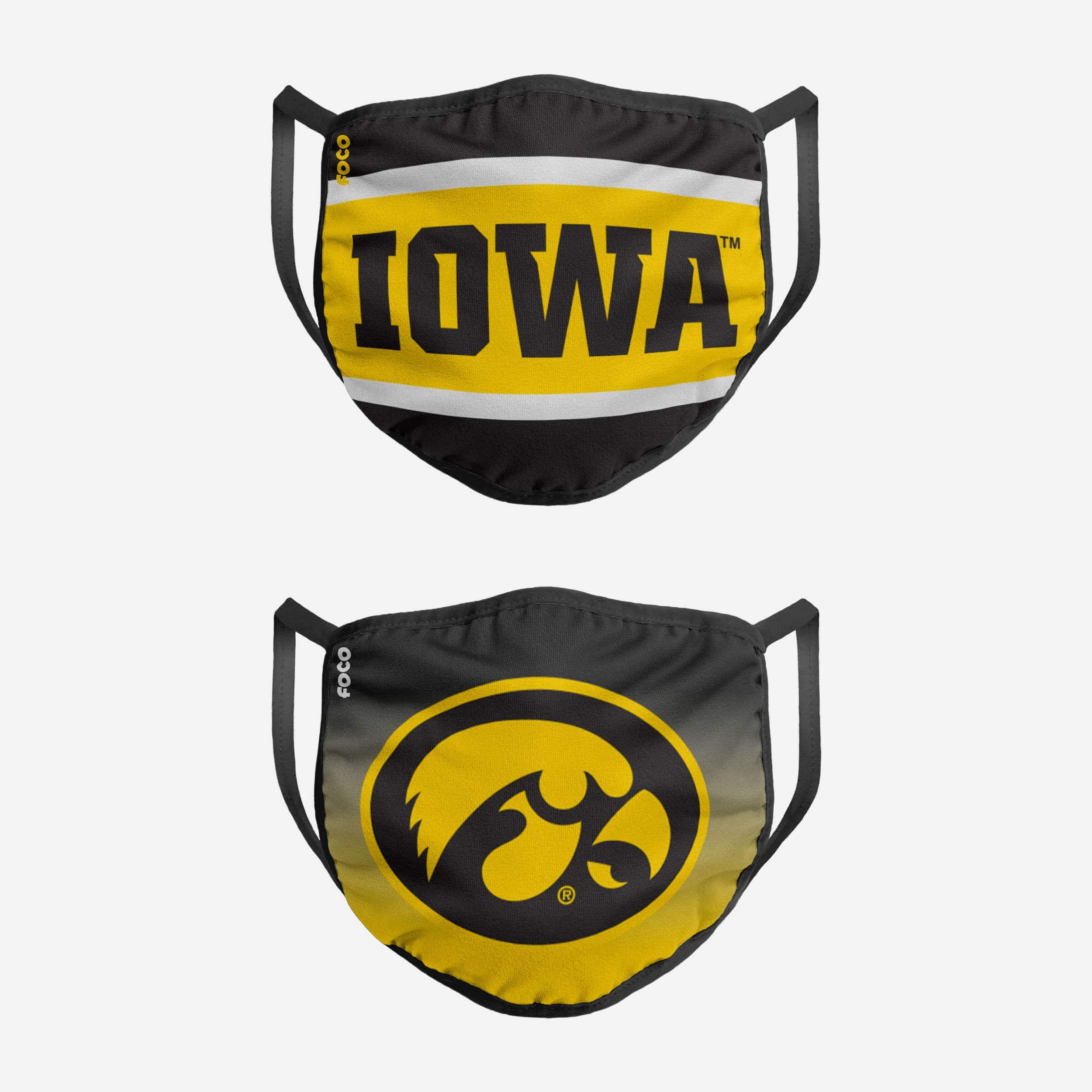 Iowa Hawkeyes Printed 2-Pack Fashion Face Cover - Show Your Team Spirit!