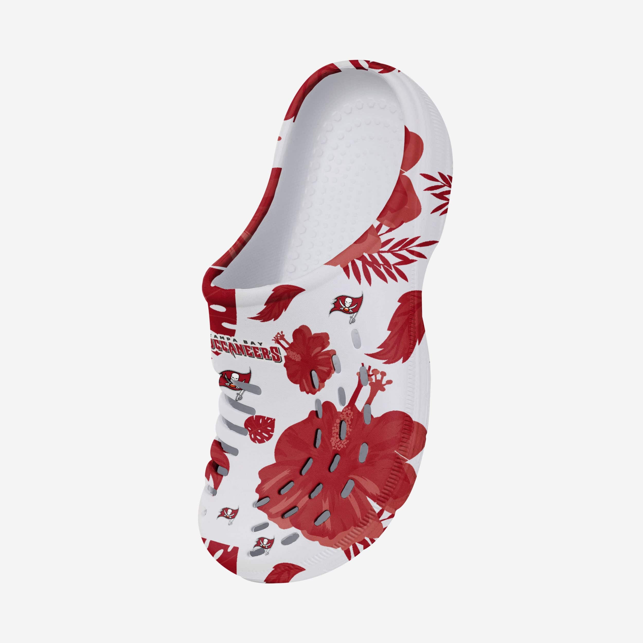 Stylish Tampa Bay Buccaneers Women's Floral White Clogs - Show Your Team Spirit!