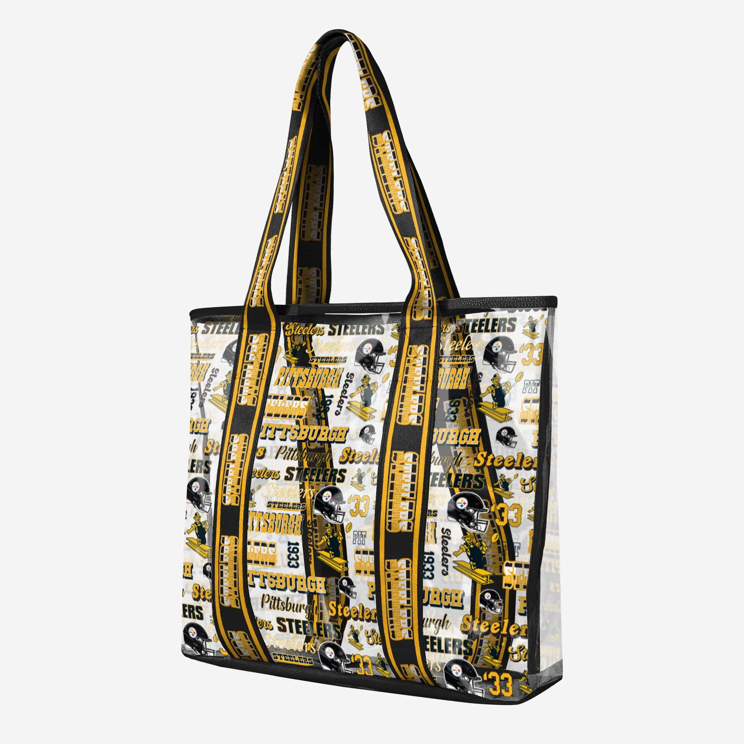 Pittsburgh Steelers Retro Repeat Print Clear Tote Bag - Show Your Fandom!