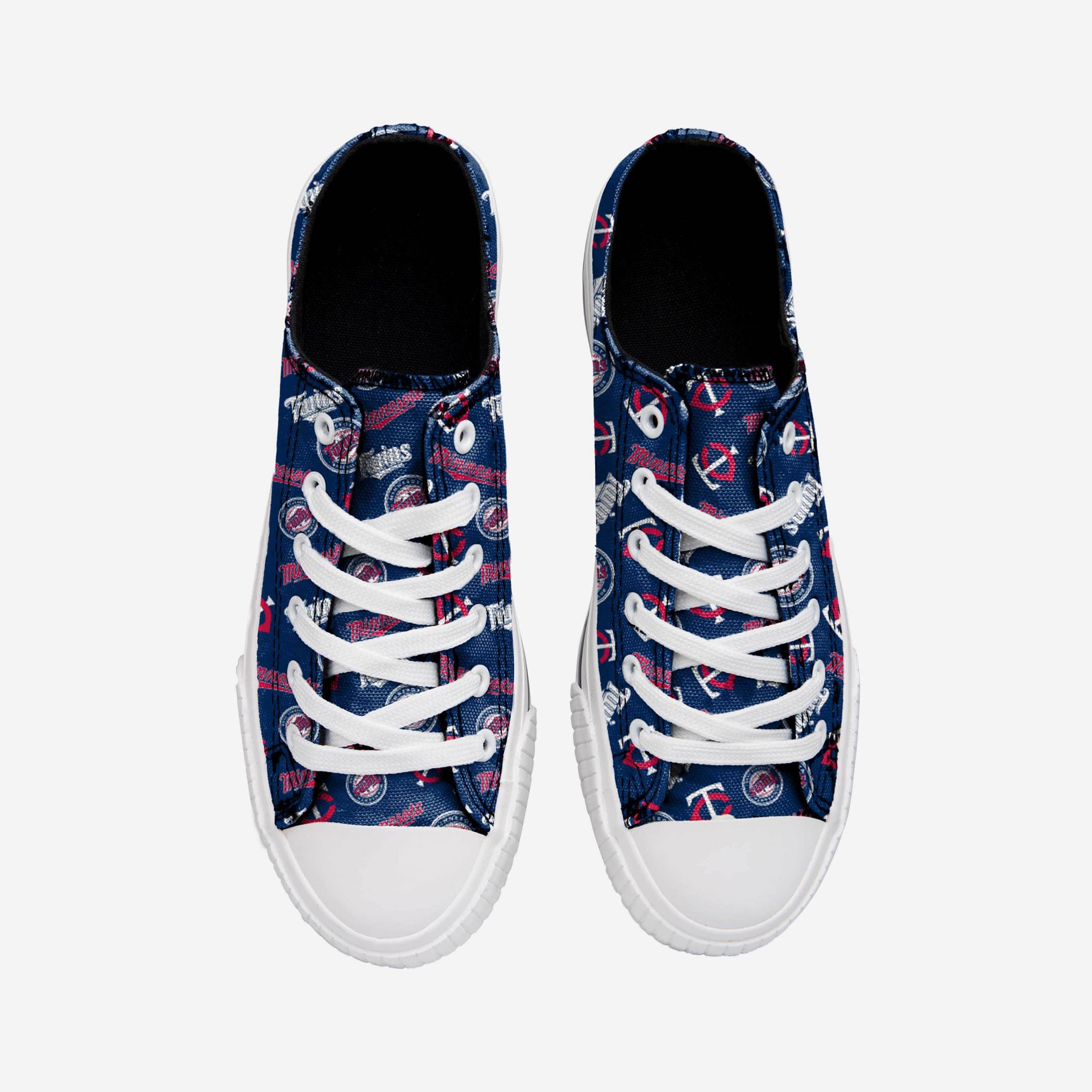 Stylish Minnesota Twins Women's Low-Top Canvas Shoes with Repeat Print