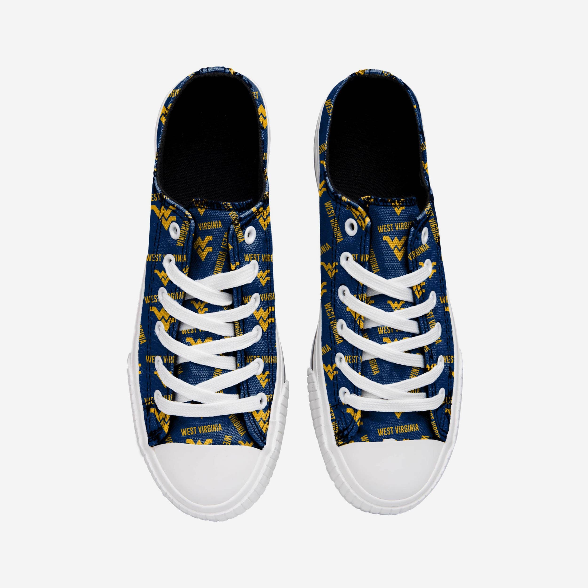 West Virginia Mountaineers Women's Stylish Low-Top Canvas Shoes with Repeat Print