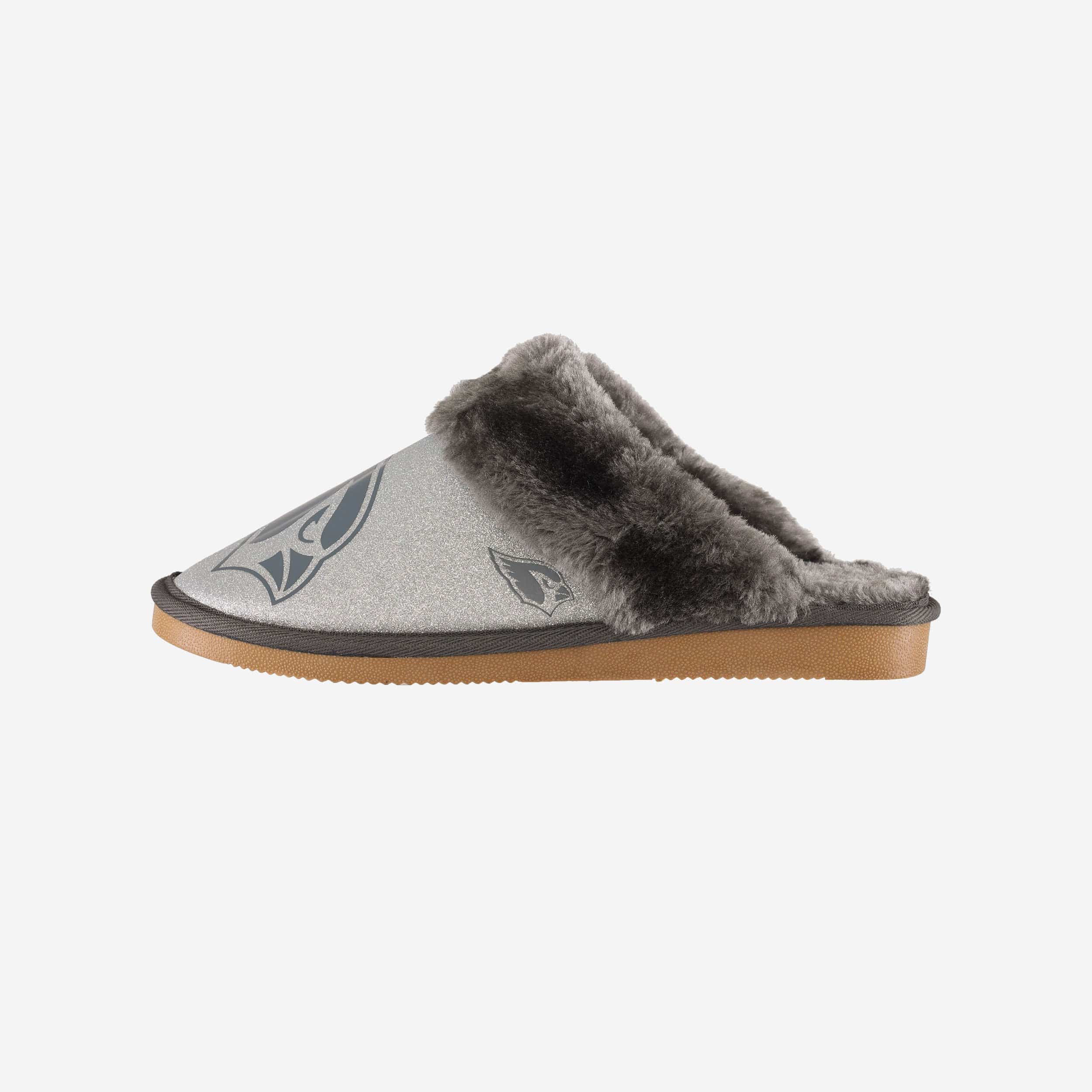 Sparkling Arizona Cardinals Women's Open-Back Fur Moccasin Slippers