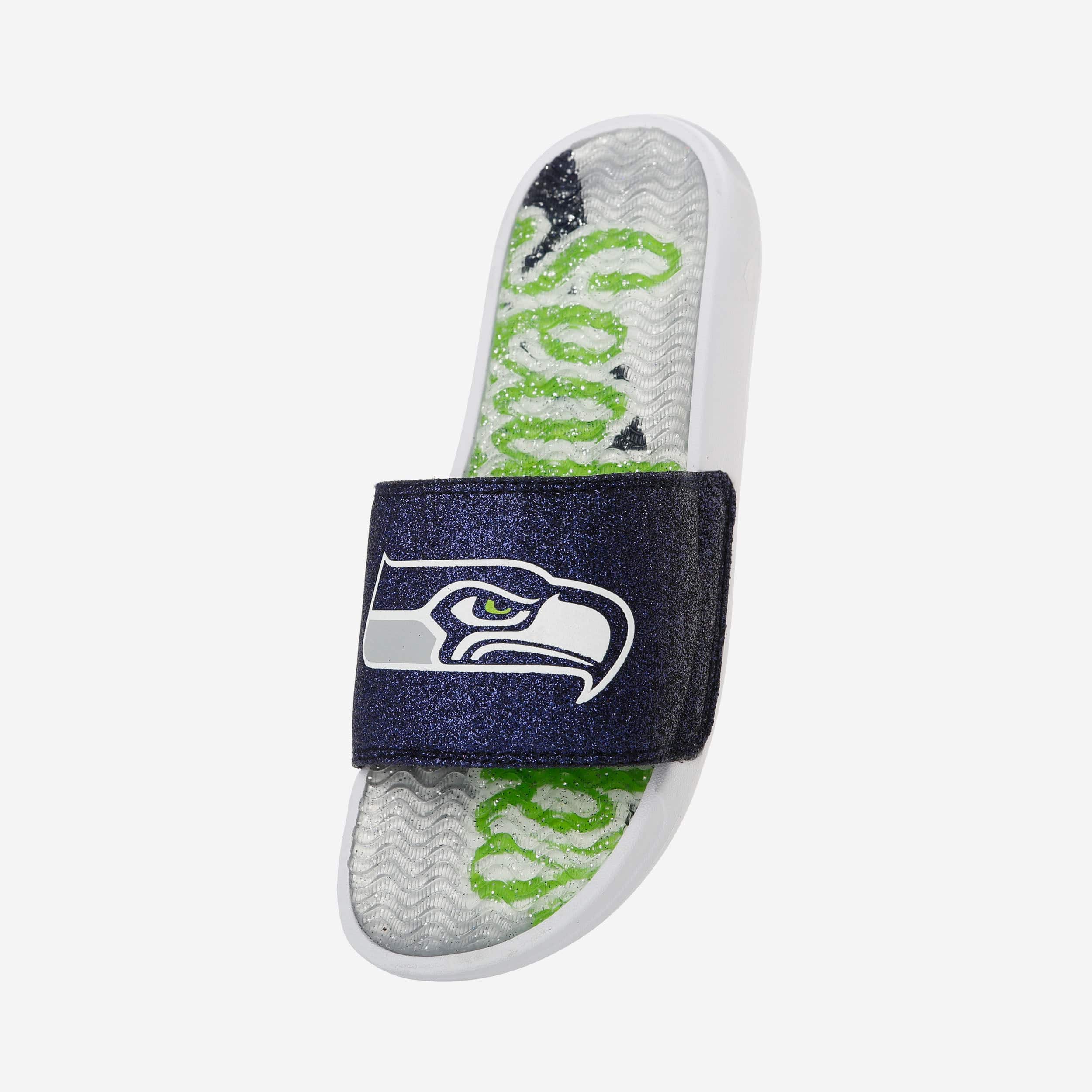 Sparkling Seattle Seahawks Women's Glitter Gel Slides - Show Your Team Spirit!