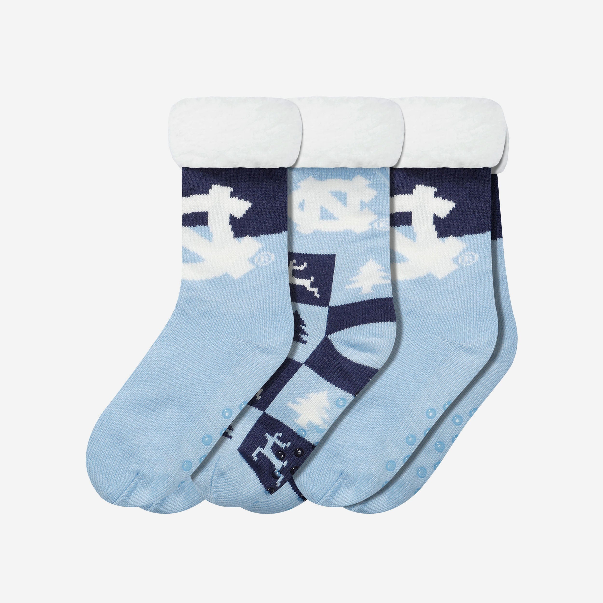 North Carolina Tar Heels Women's 3-Pack Fan Footy Slipper Socks - Cozy Team Spirit!
