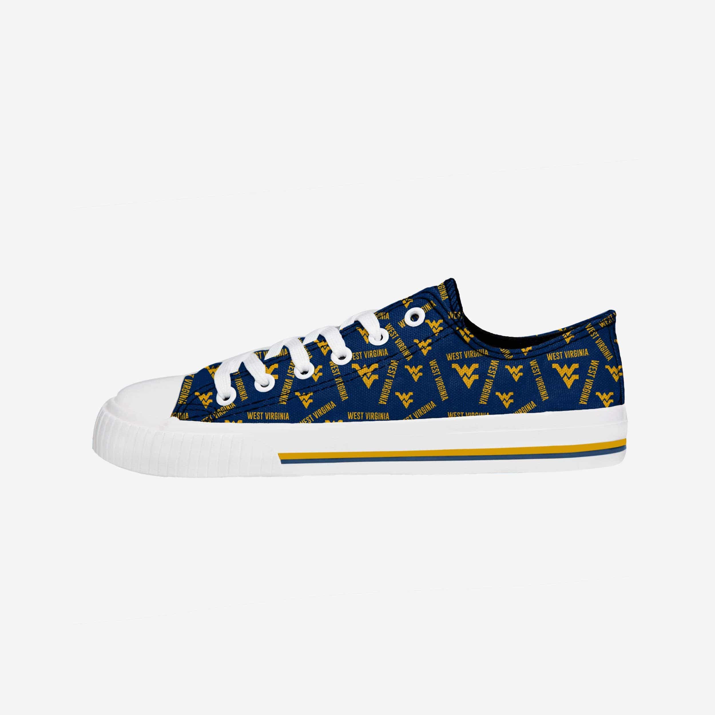 West Virginia Mountaineers Women's Stylish Low-Top Canvas Shoes with Repeat Print