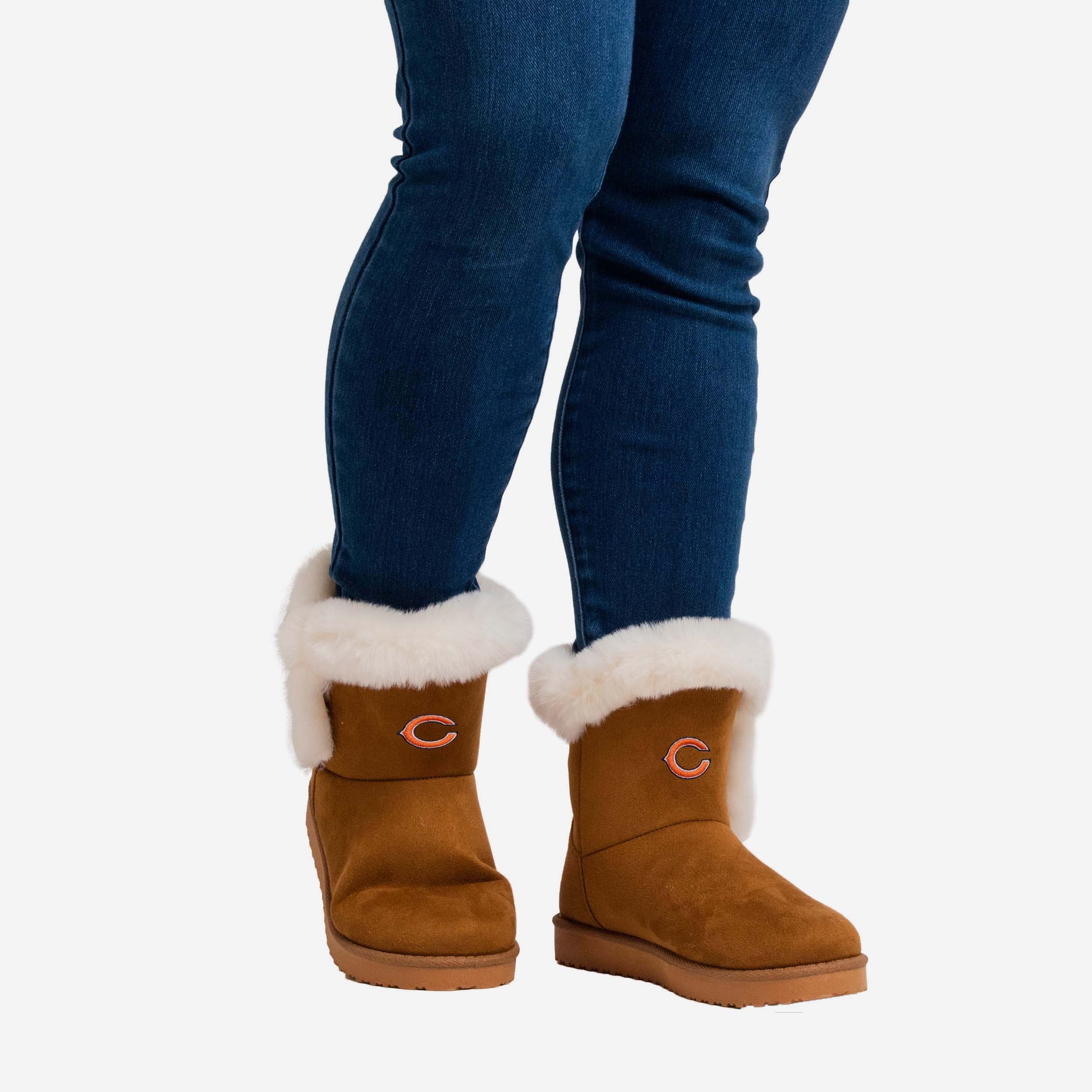 Chicago Bears Women's Stylish White Fur Boots