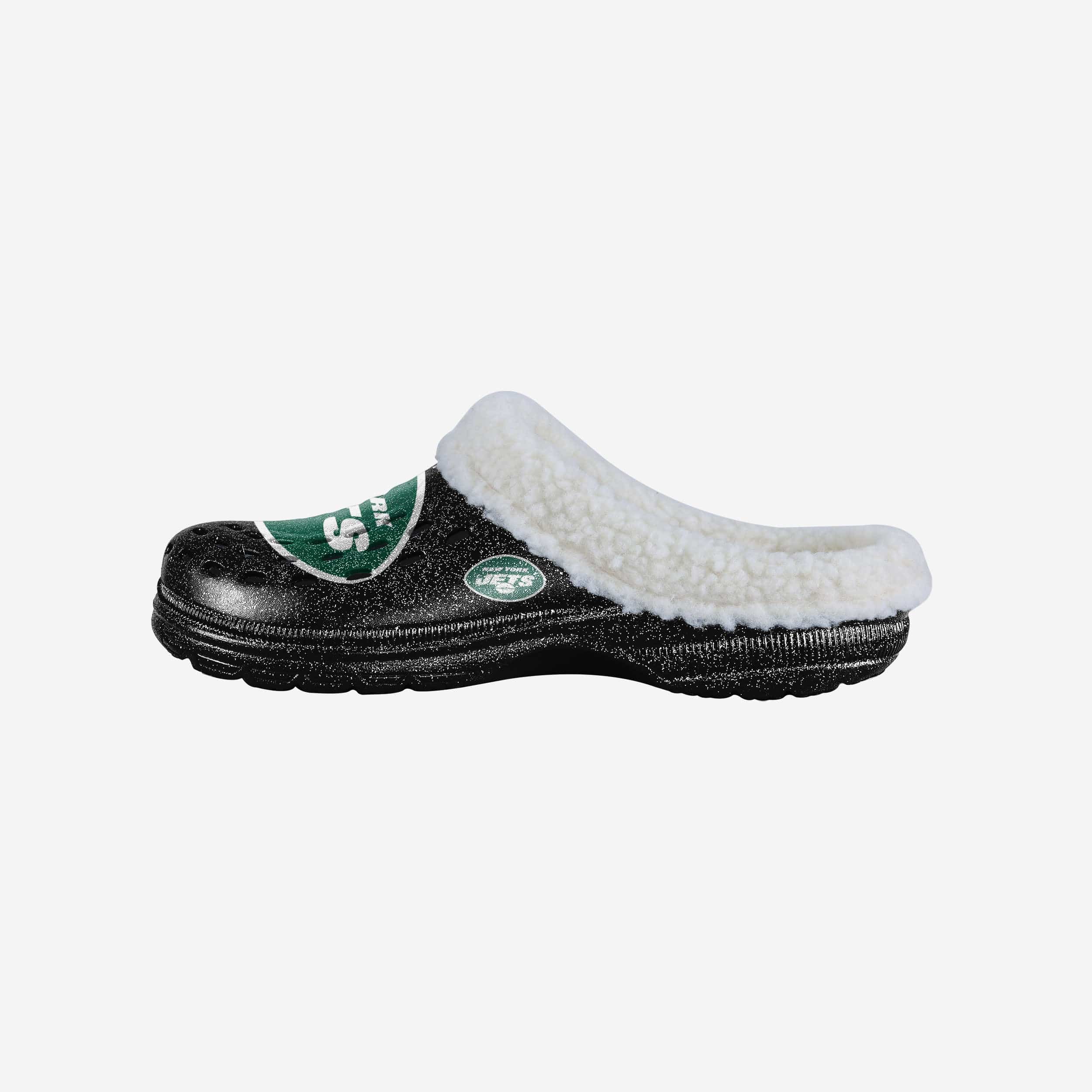 Sparkling New York Jets Women's Sherpa-Lined Glitter Clogs