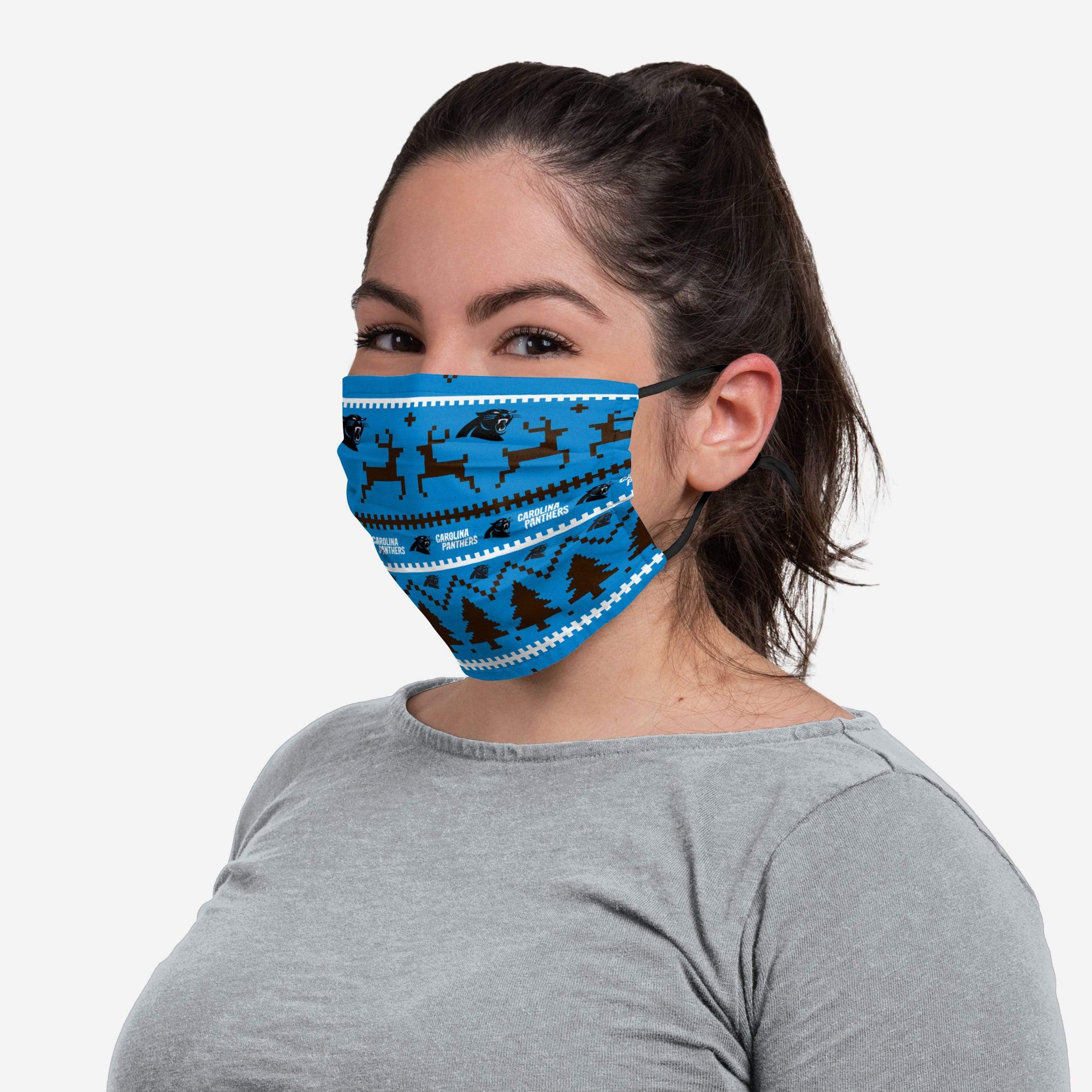 Carolina Panthers Wordmark Holiday Adjustable Face Cover - Show Your Team Spirit!