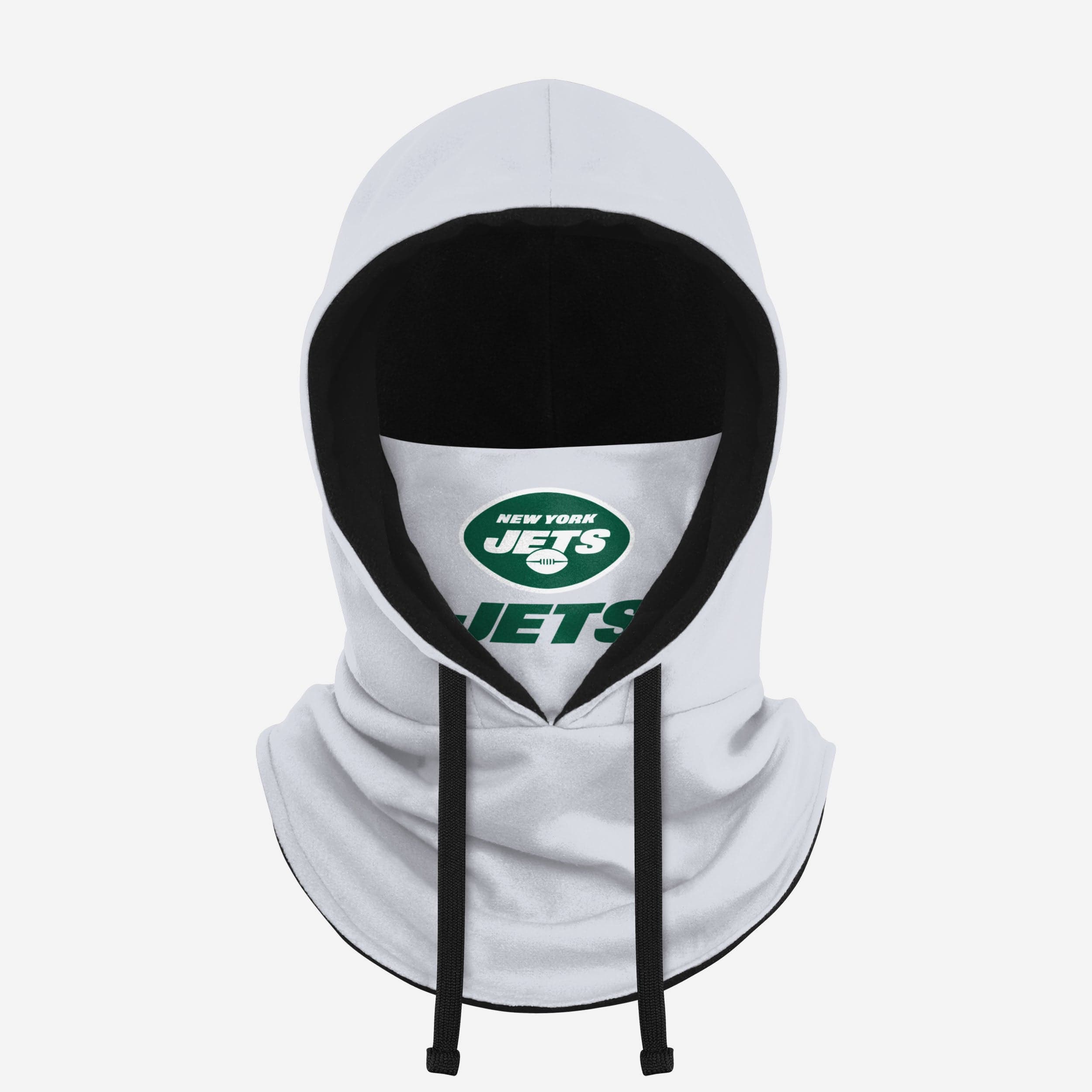 New York Jets White Drawstring Hooded Gaiter - Your Must - Have Winter Gear