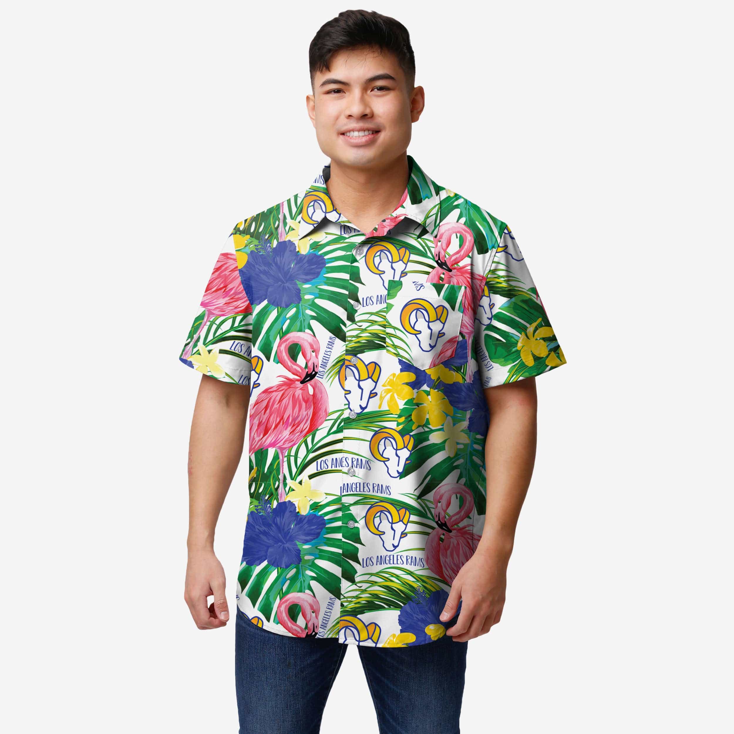 Hot Los Angeles Rams Flamingo Button-Up Party Shirt