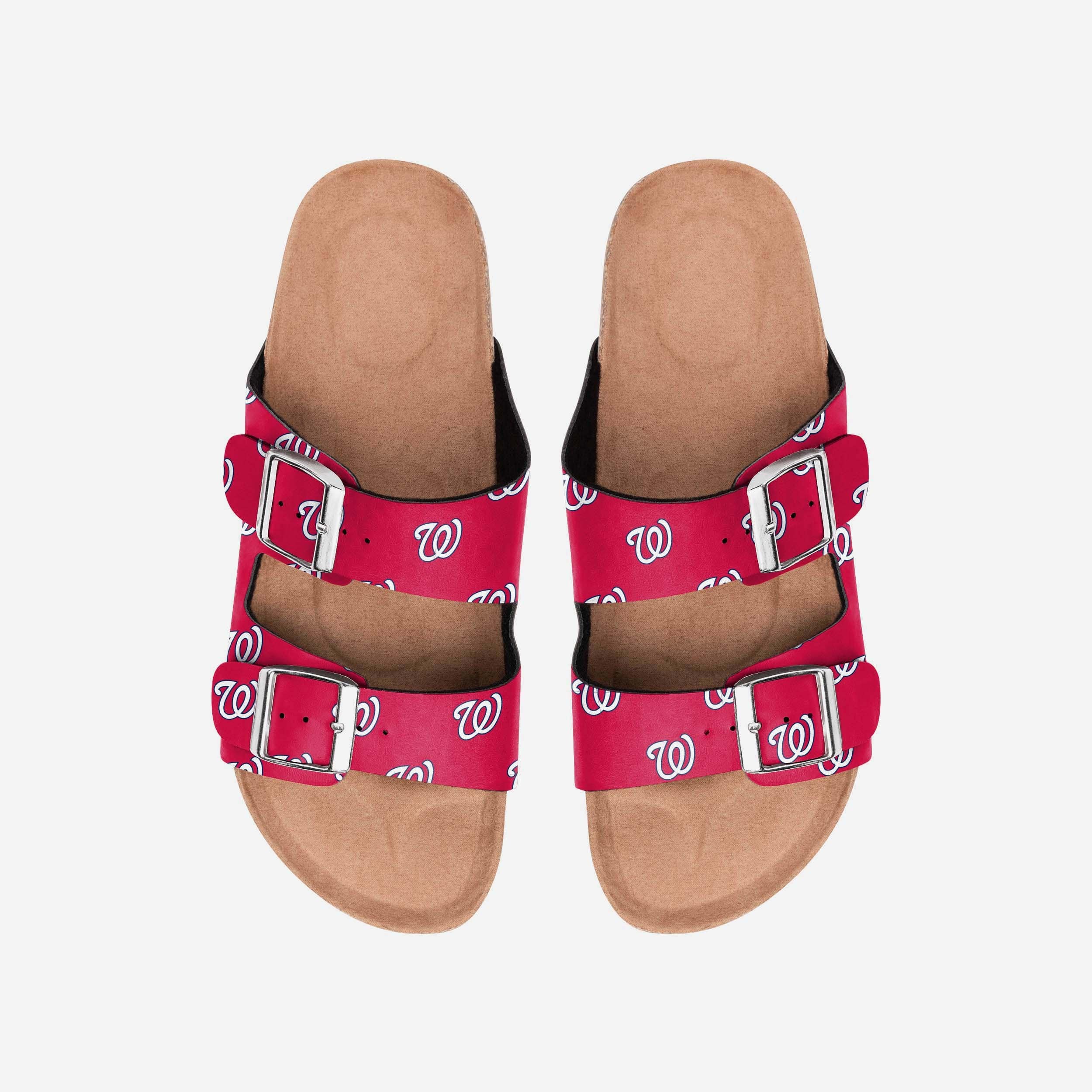 Washington Nationals Women's Stylish Team Logo Double Buckle Sandals