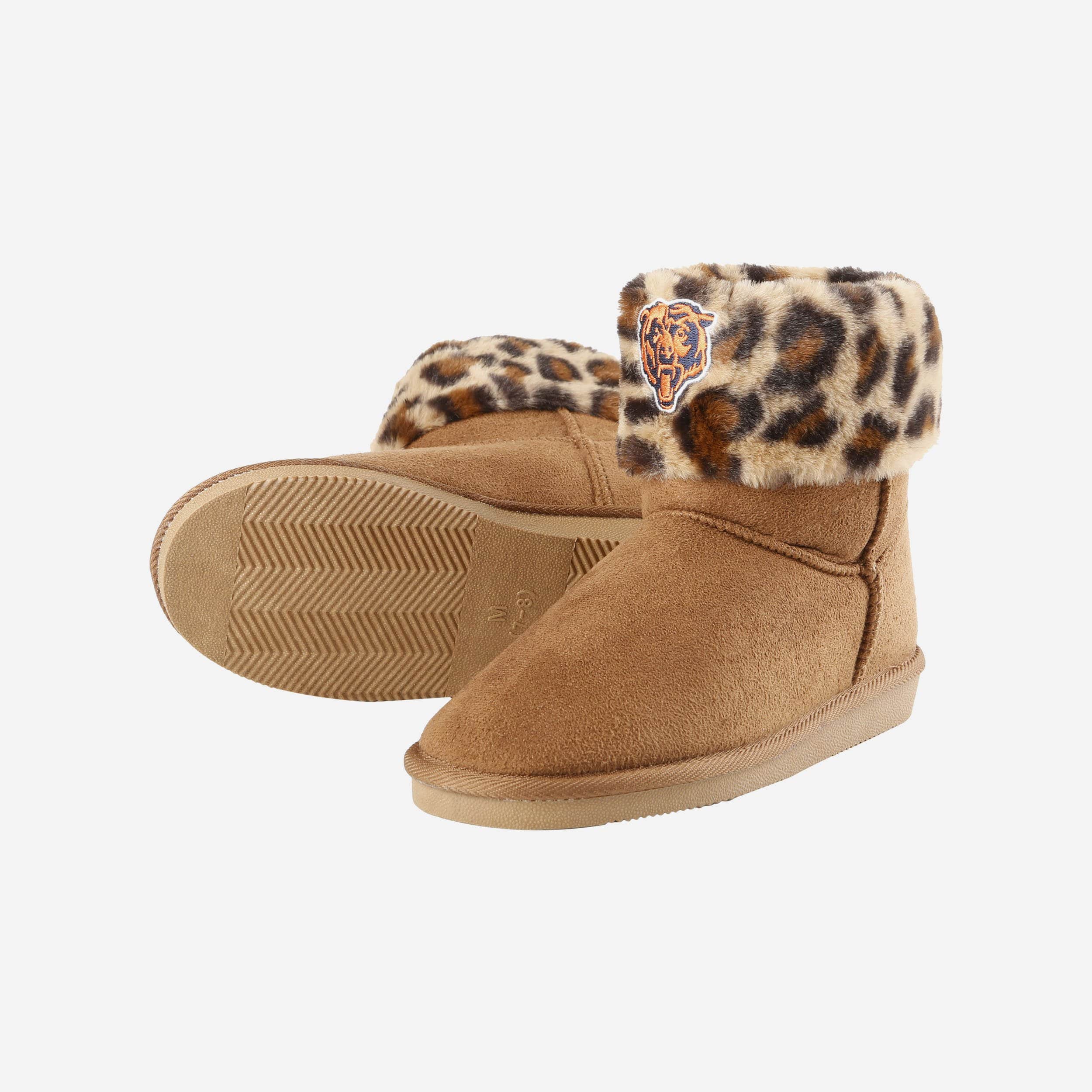 Chicago Bears Women's Cheetah Faux Fur Boots - Roar Your Fandom!