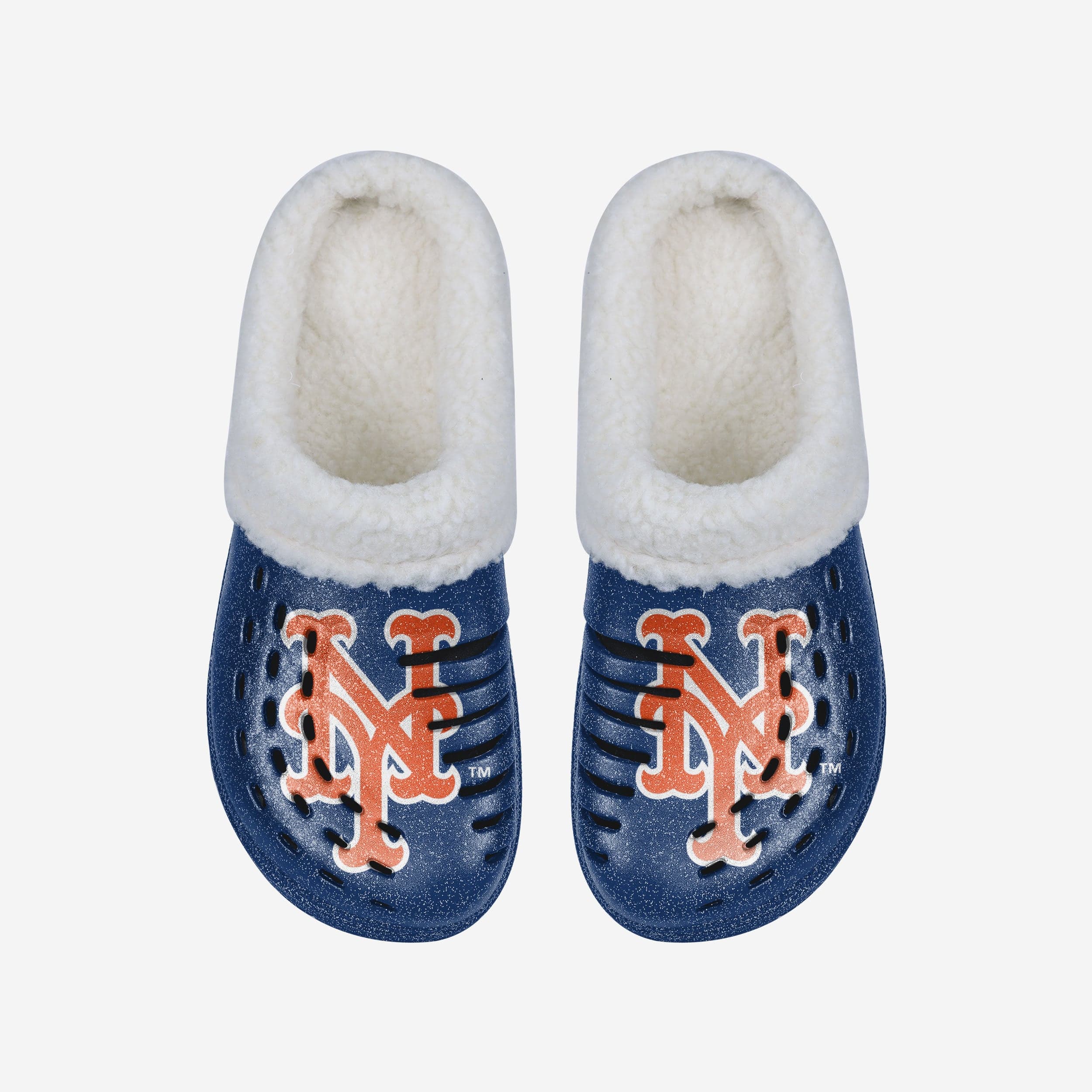 Gorgeous New York Mets Women's Glitter Sherpa-Lined Clogs - Sparkle in Style!