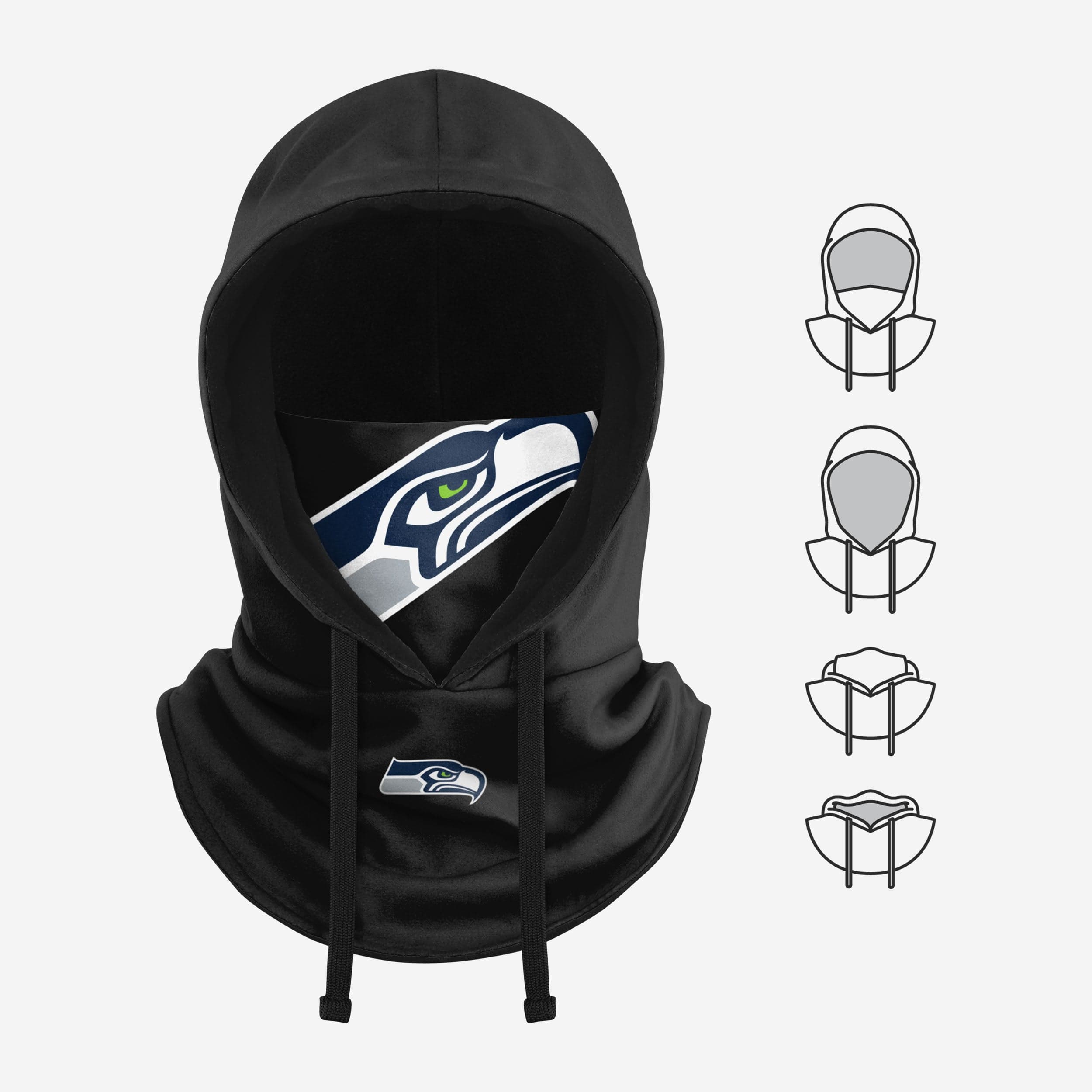 Seattle Seahawks' Ultimate Black Drawstring Hooded Gaiter - Conquer the Cold!