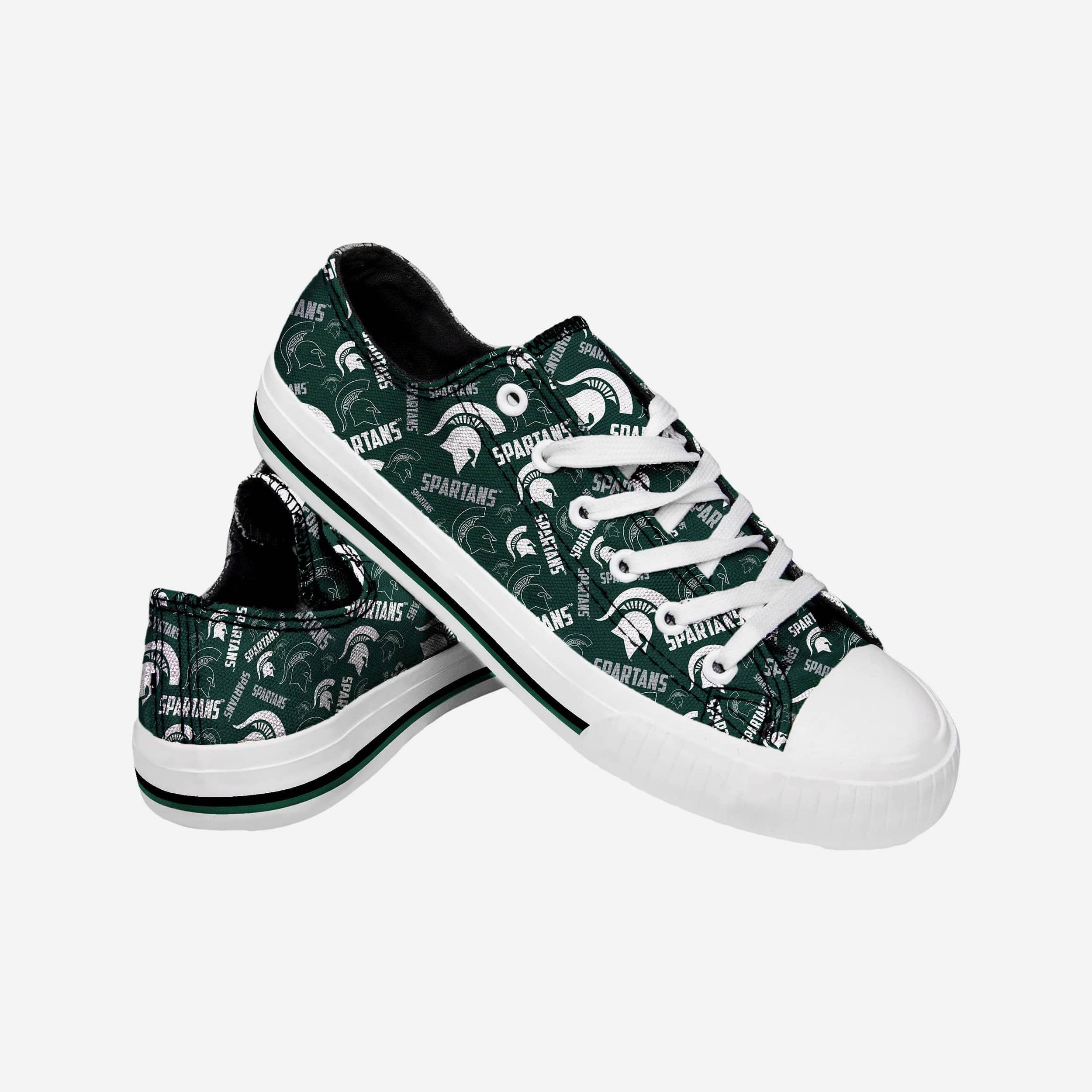 Michigan State Spartans Women's Stylish Low-Top Repeat Print Canvas Shoes