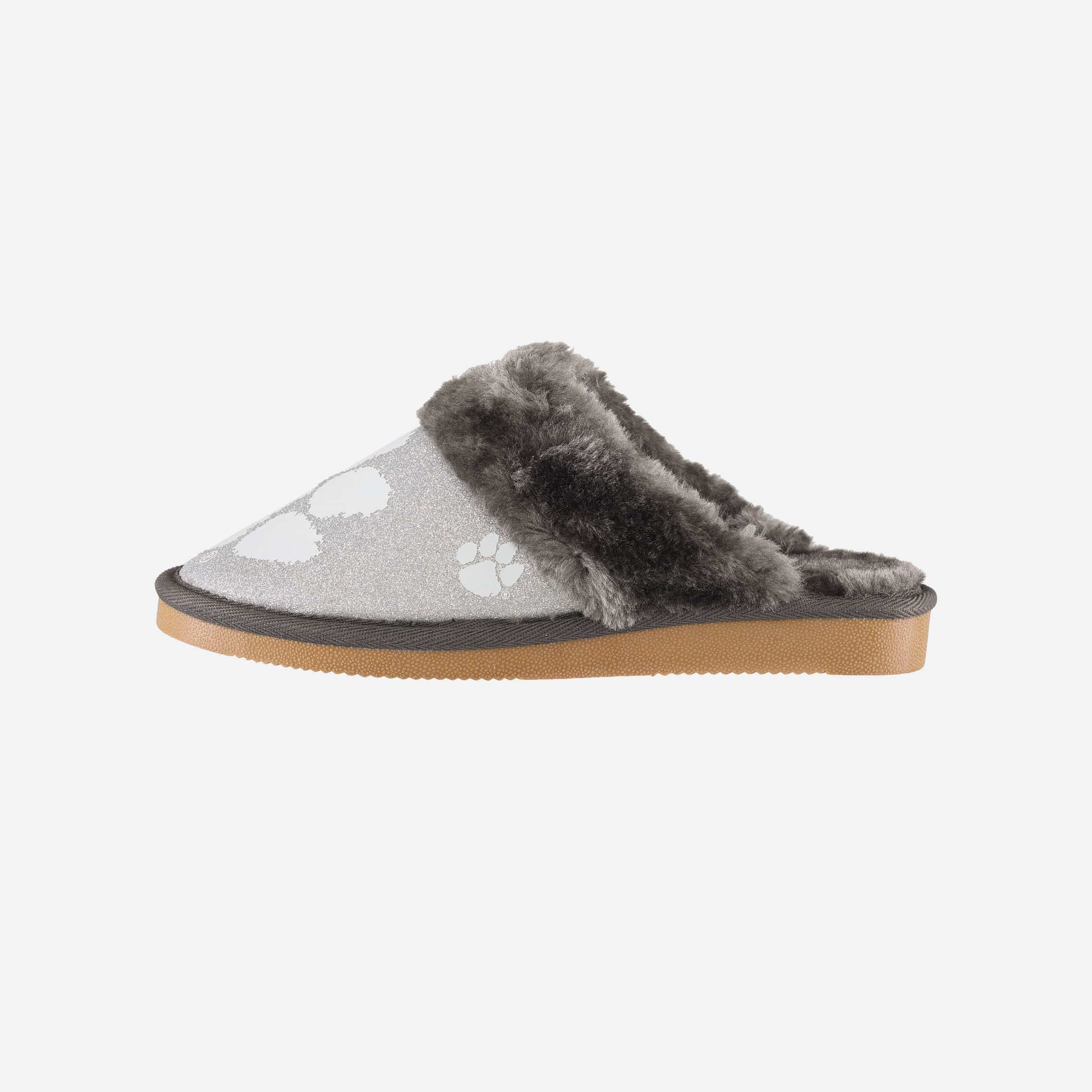 Clemson Tigers Women's Sparkling Open-Back Fur Moccasin Slippers - Show Your Team Spirit!