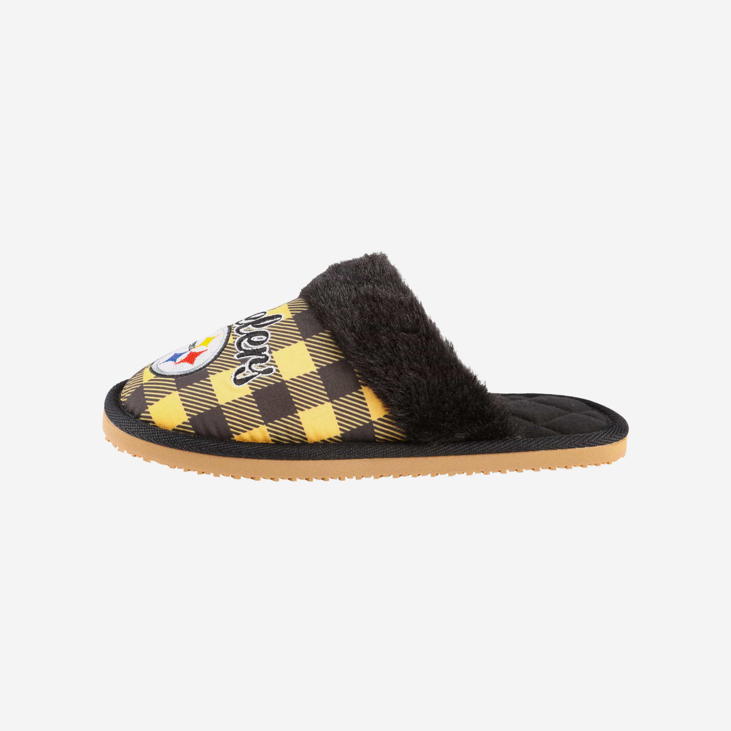 Stylish Pittsburgh Steelers Women's Plaid Sherpa Mule Slippers