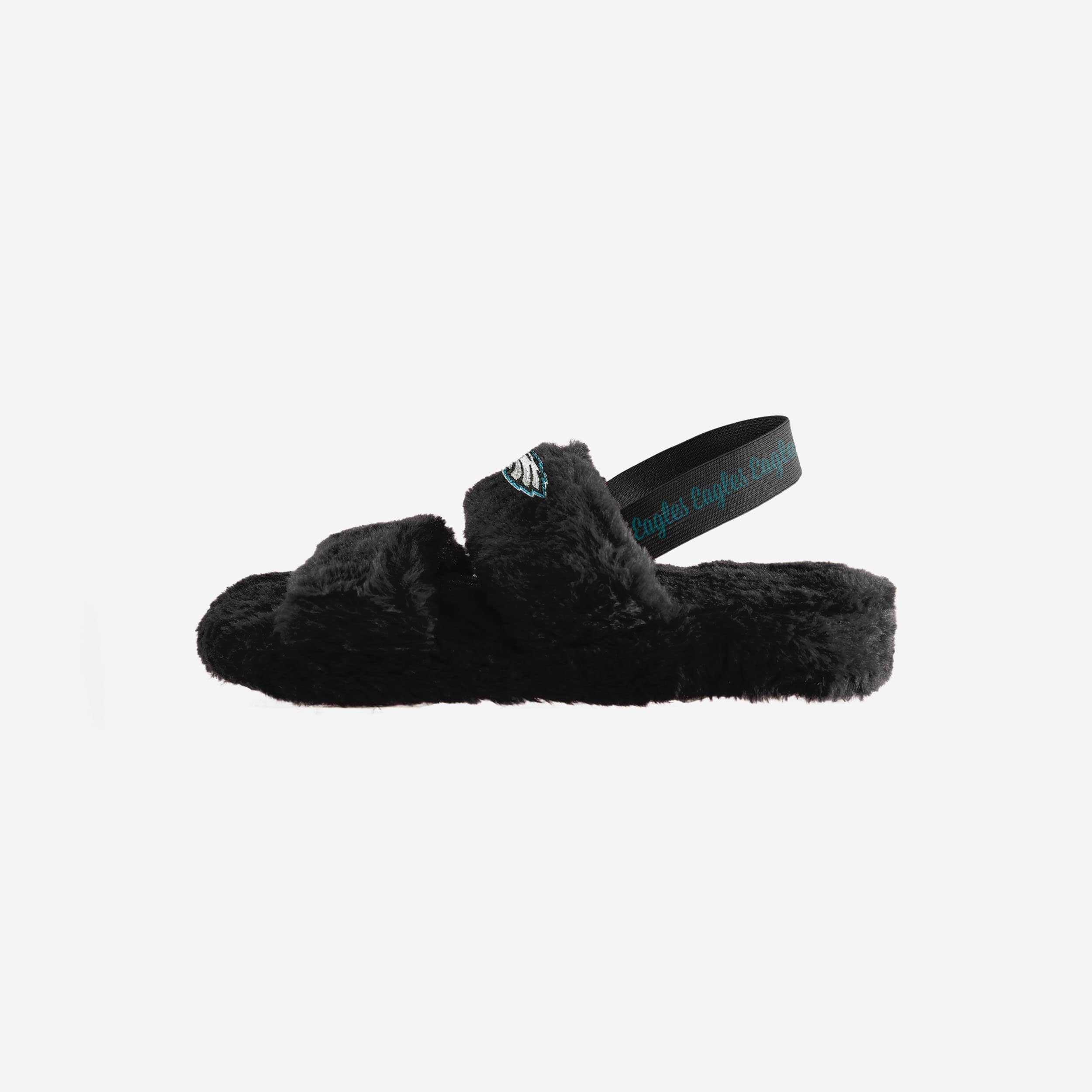Stylish Philadelphia Eagles Women's Fur Slide with Heel Strap and Wordmark
