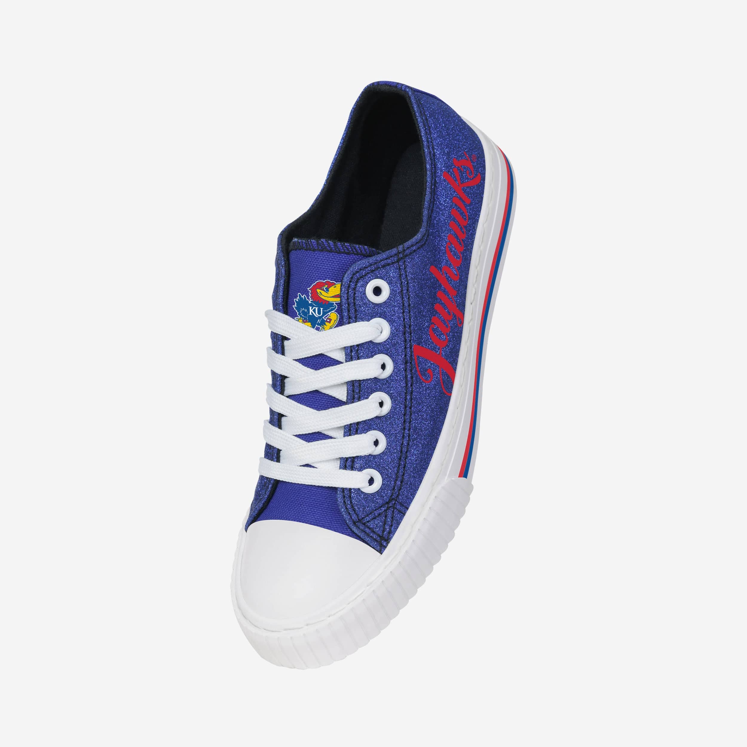 Sparkling Kansas Jayhawks Women's Low-Top Canvas Glitter Shoes