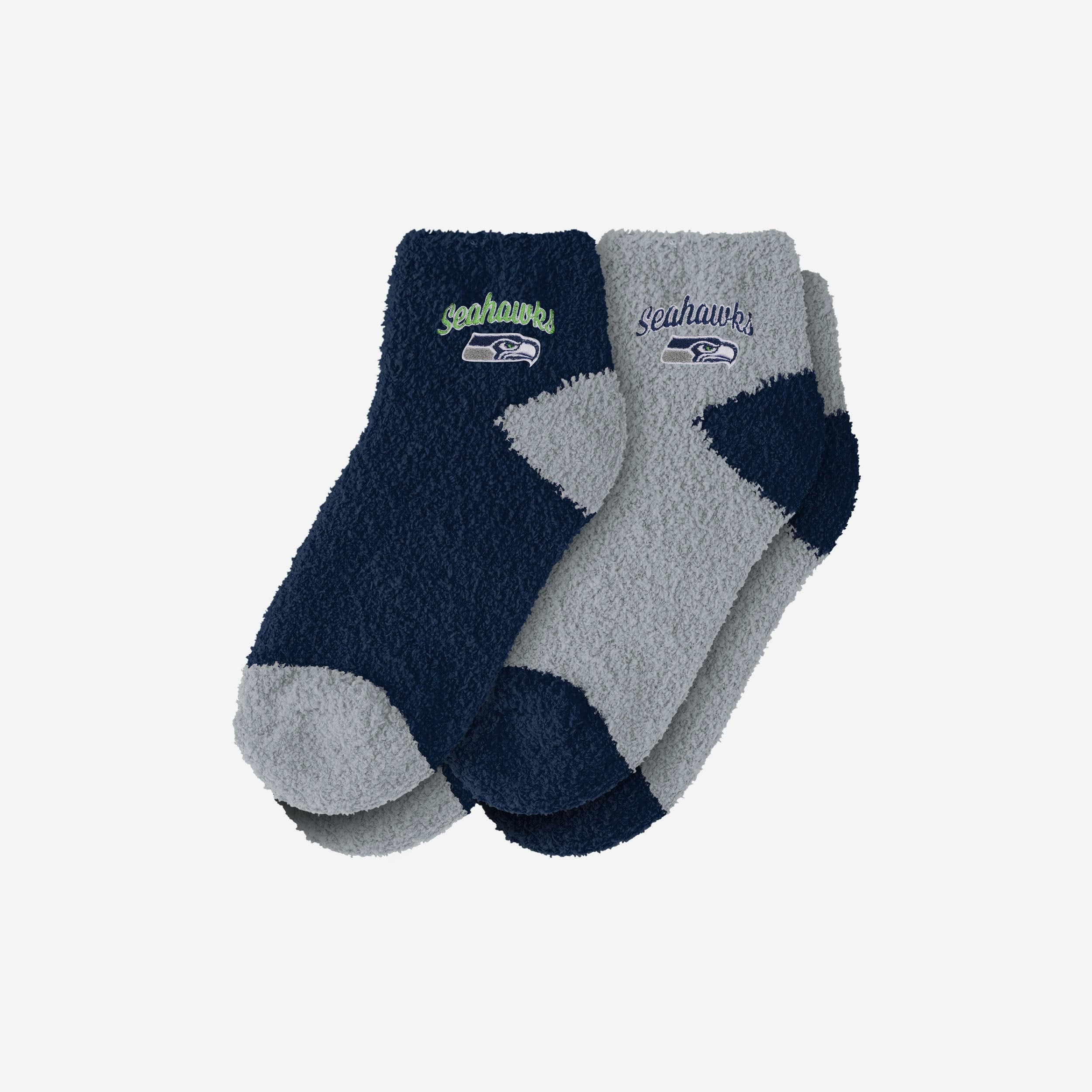 Seattle Seahawks Women's 2-Pack Script Logo Fuzzy Ankle Socks - Double the Fun!