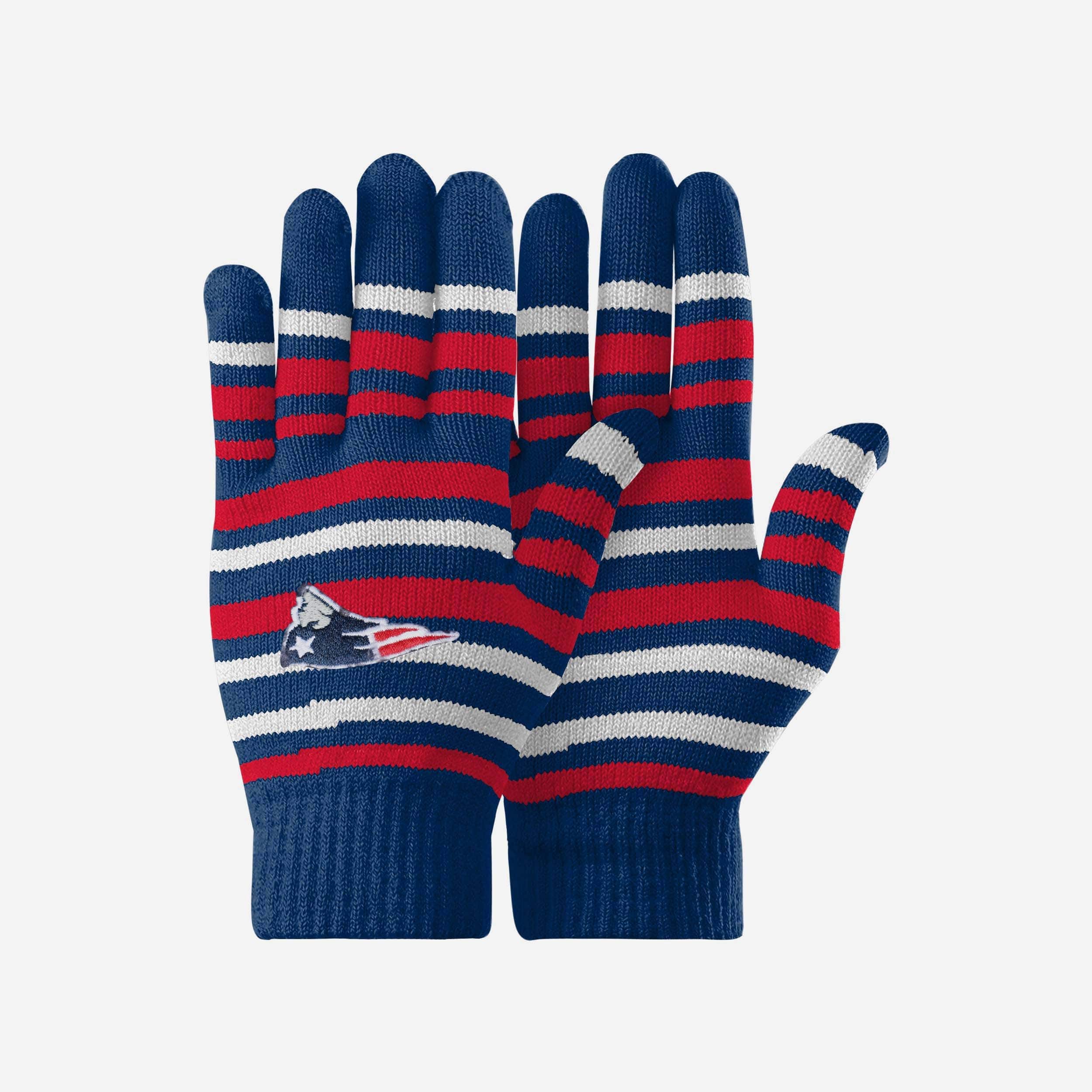New England Patriots Stylish Stripe Finger Stretch Gloves