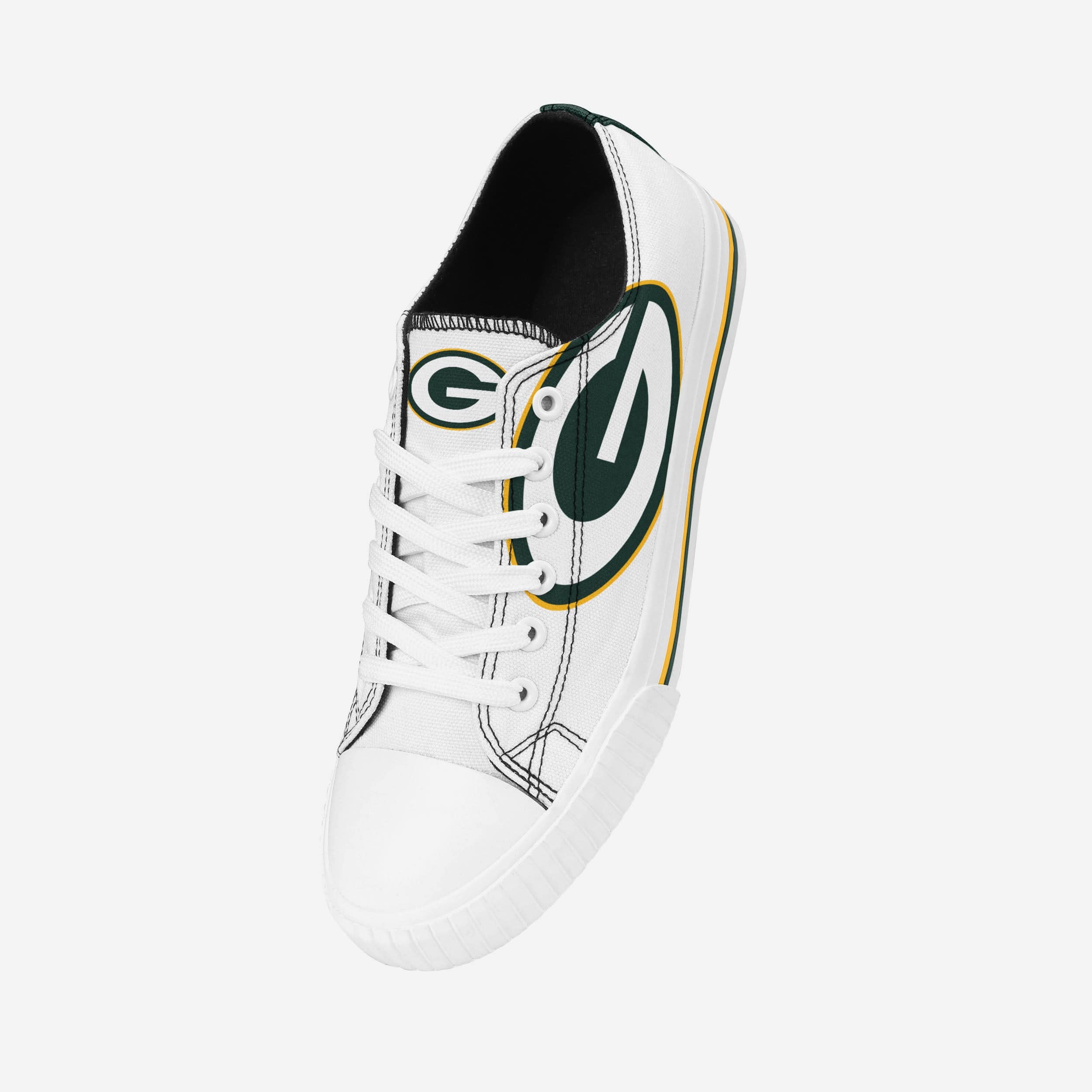 Green Bay Packers Women's Stylish Big Logo Low Top White Canvas Shoes