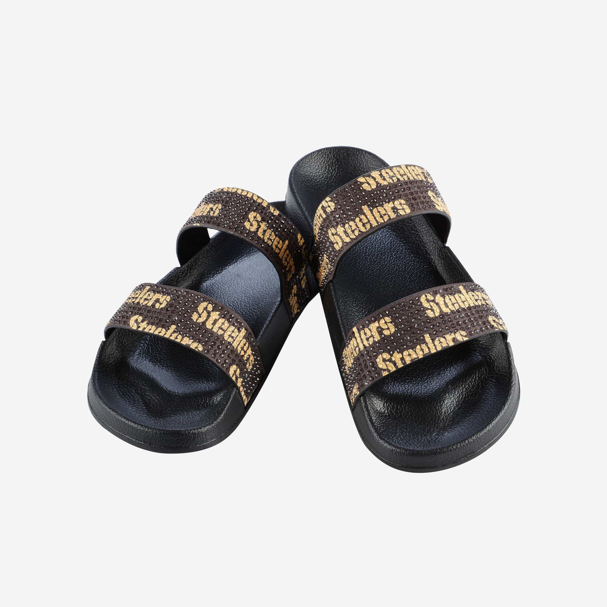 Sparkling Pittsburgh Steelers Women's Double Strap Sandals