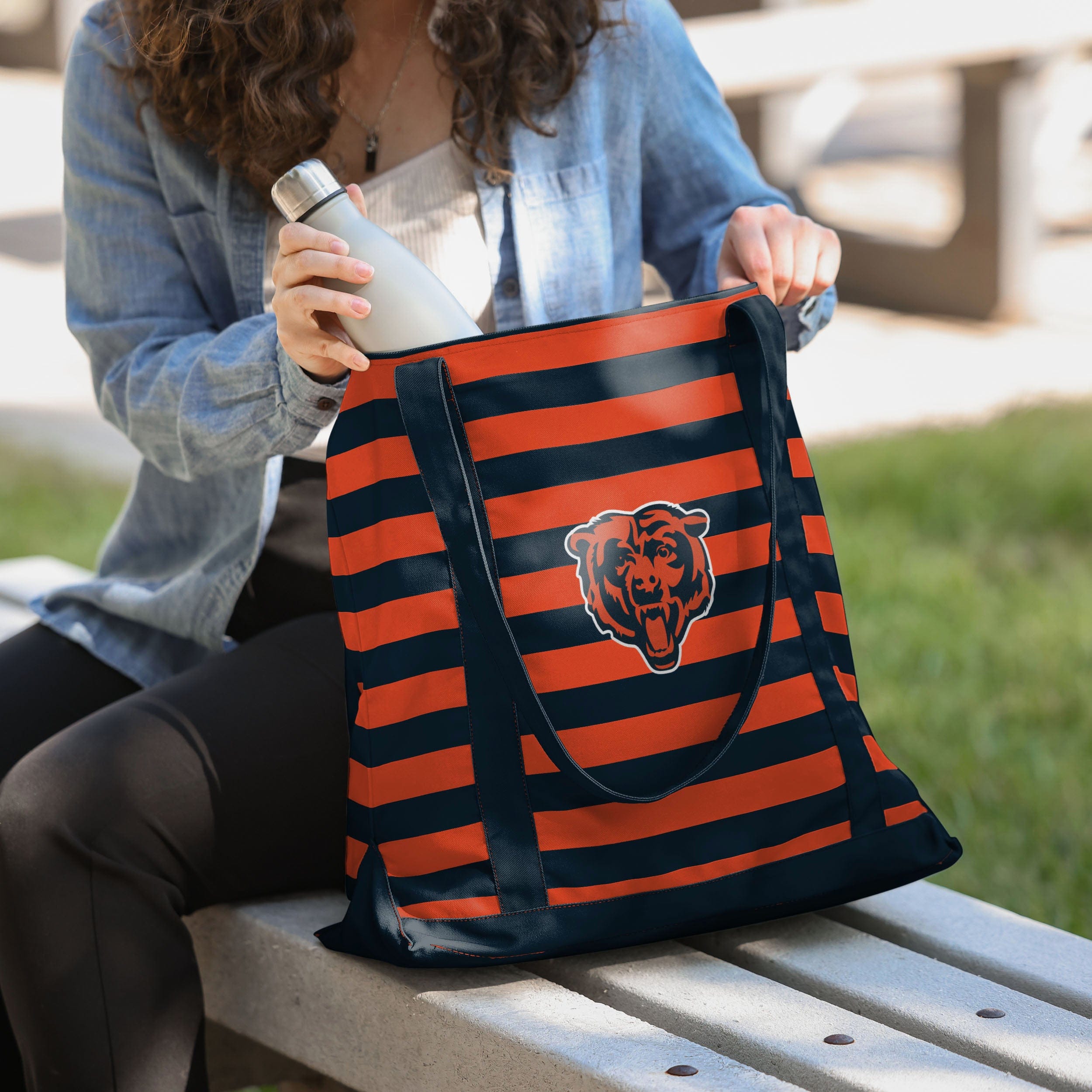 Chicago Bears Stylish Team Stripe Canvas Tote Bag - Show Your Fandom!