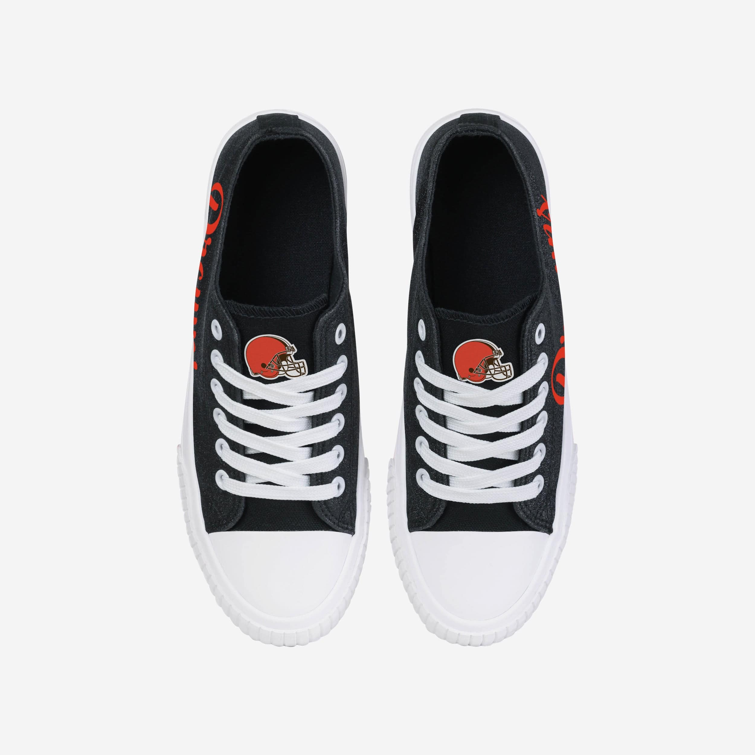 Sparkling Cleveland Browns Women's Low-Top Glitter Canvas Shoes