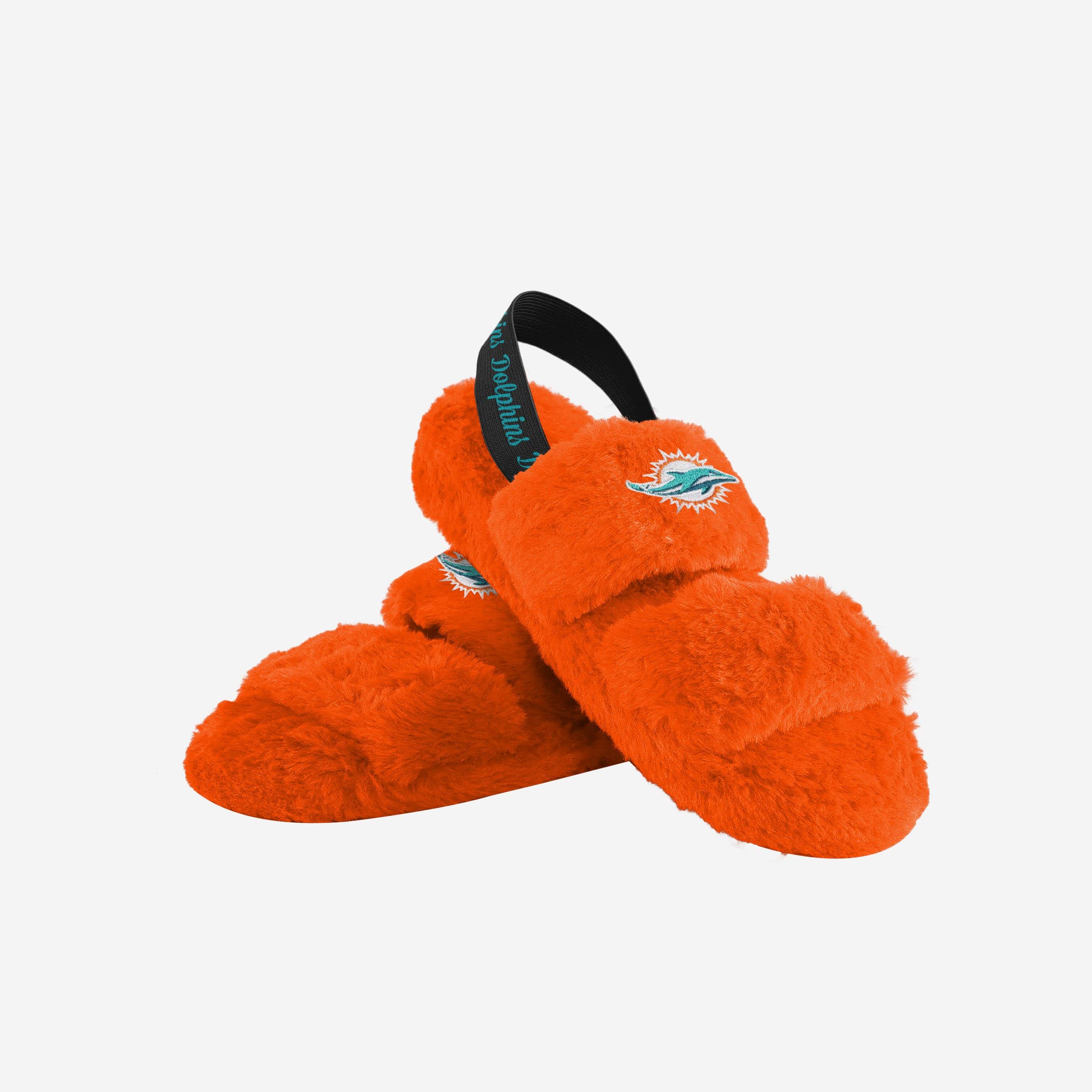 Stylish Miami Dolphins Women's Fur Slides with Heel Strap Wordmark