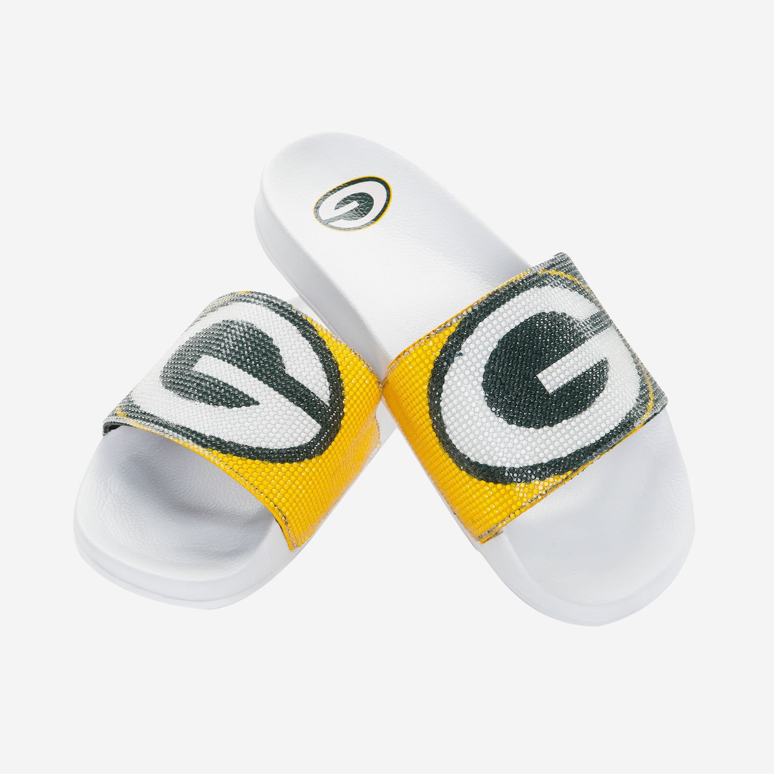 Green Bay Packers Women's Stunning Big Logo Shimmer Slides