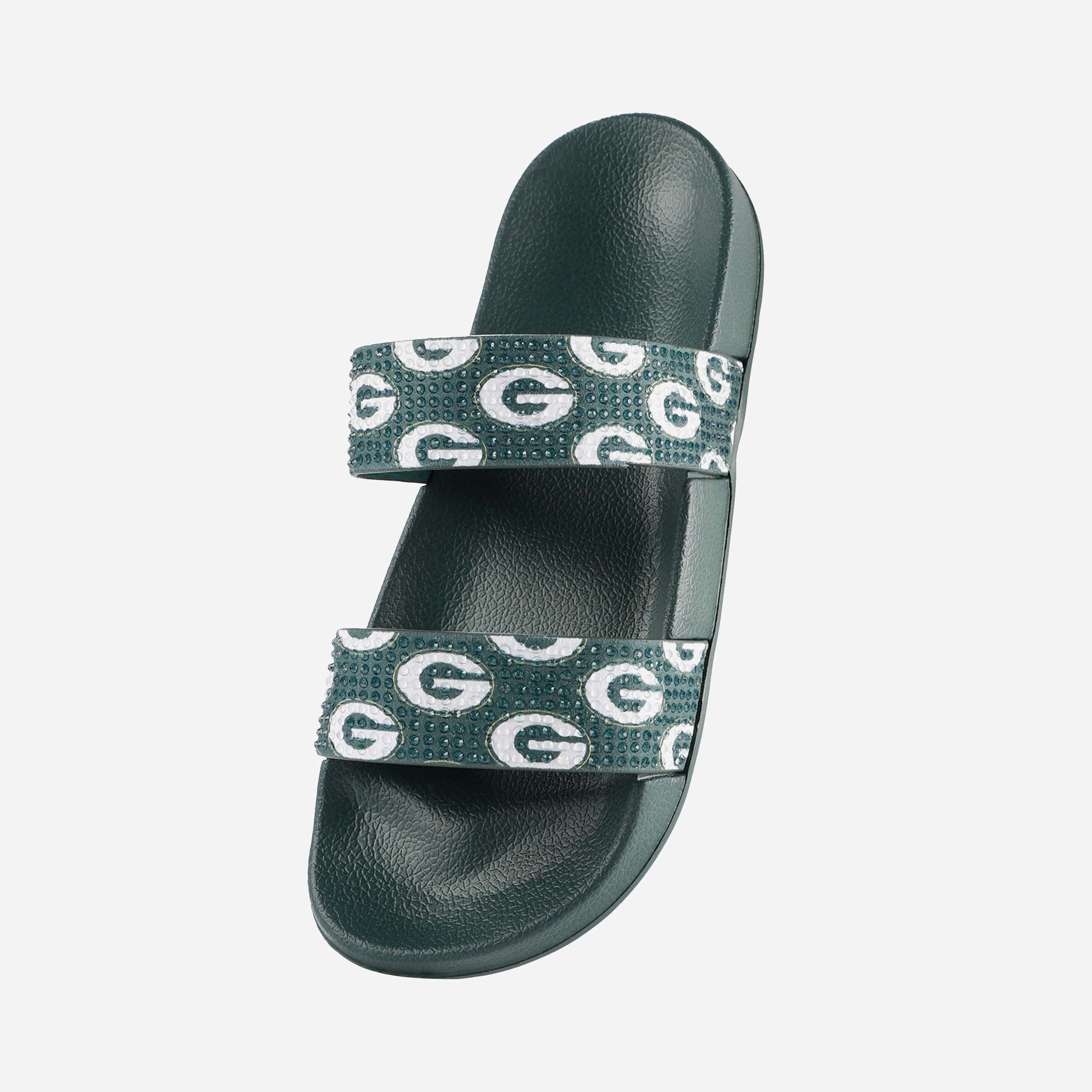 Glamorous Green Bay Packers Women's Double Strap Shimmer Sandals