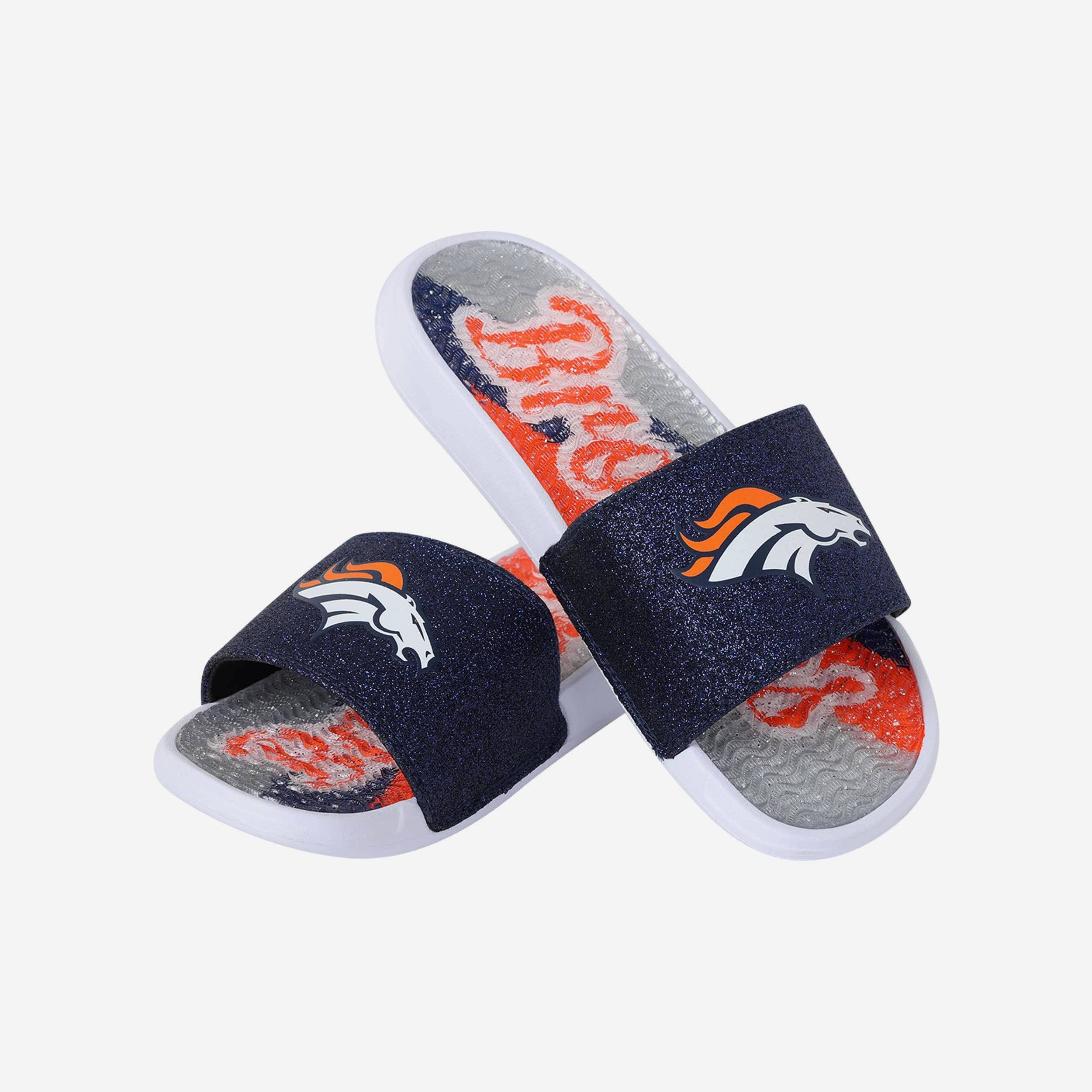 Denver Broncos Women's Sparkling Gel Slides - Shine with Team Spirit!