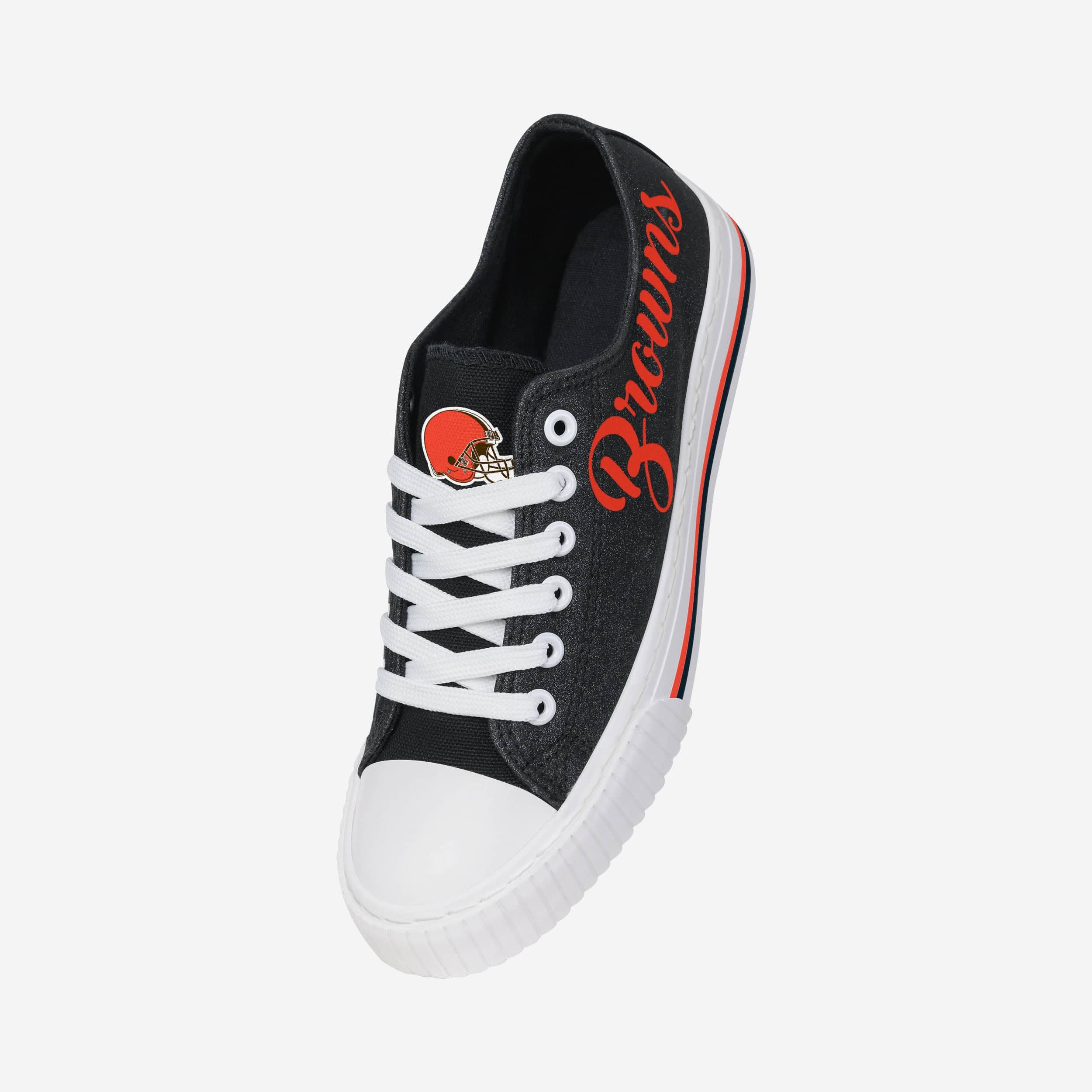 Sparkling Cleveland Browns Women's Low-Top Glitter Canvas Shoes