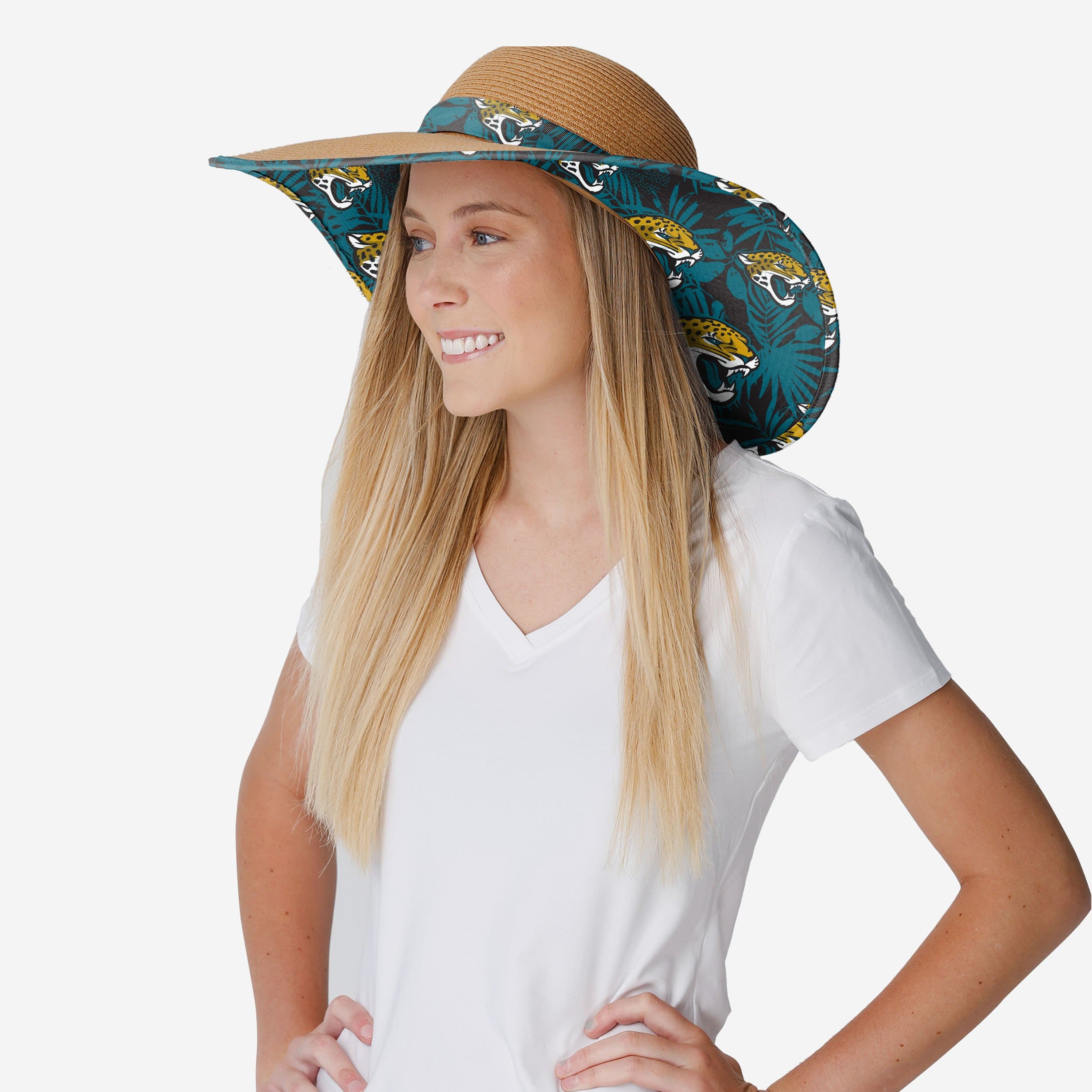 Stylish Jacksonville Jaguars Women's Floral Straw Hat for Summer Fans