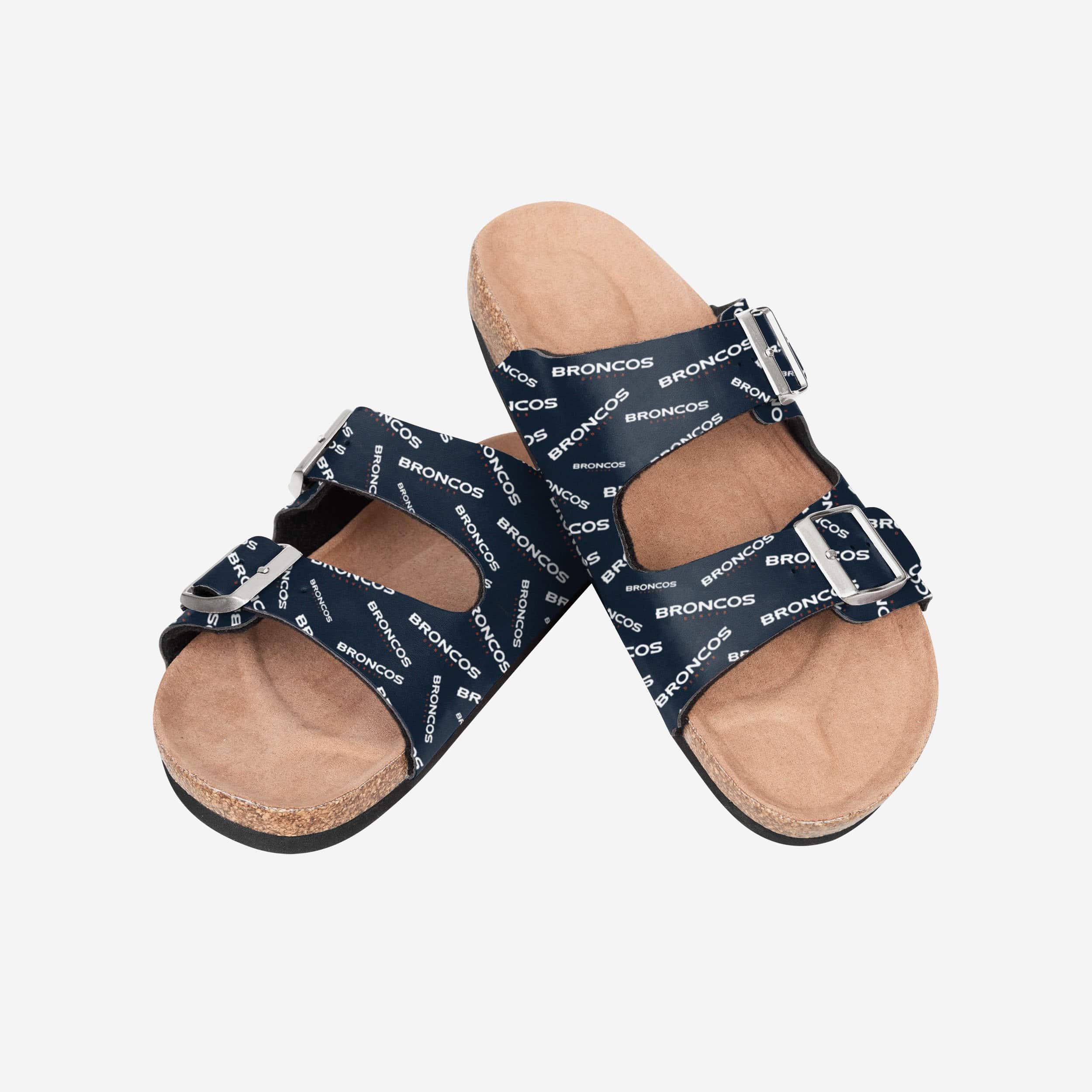 Denver Broncos Women's Mini Print Double Buckle Sandals - Step in Style!
