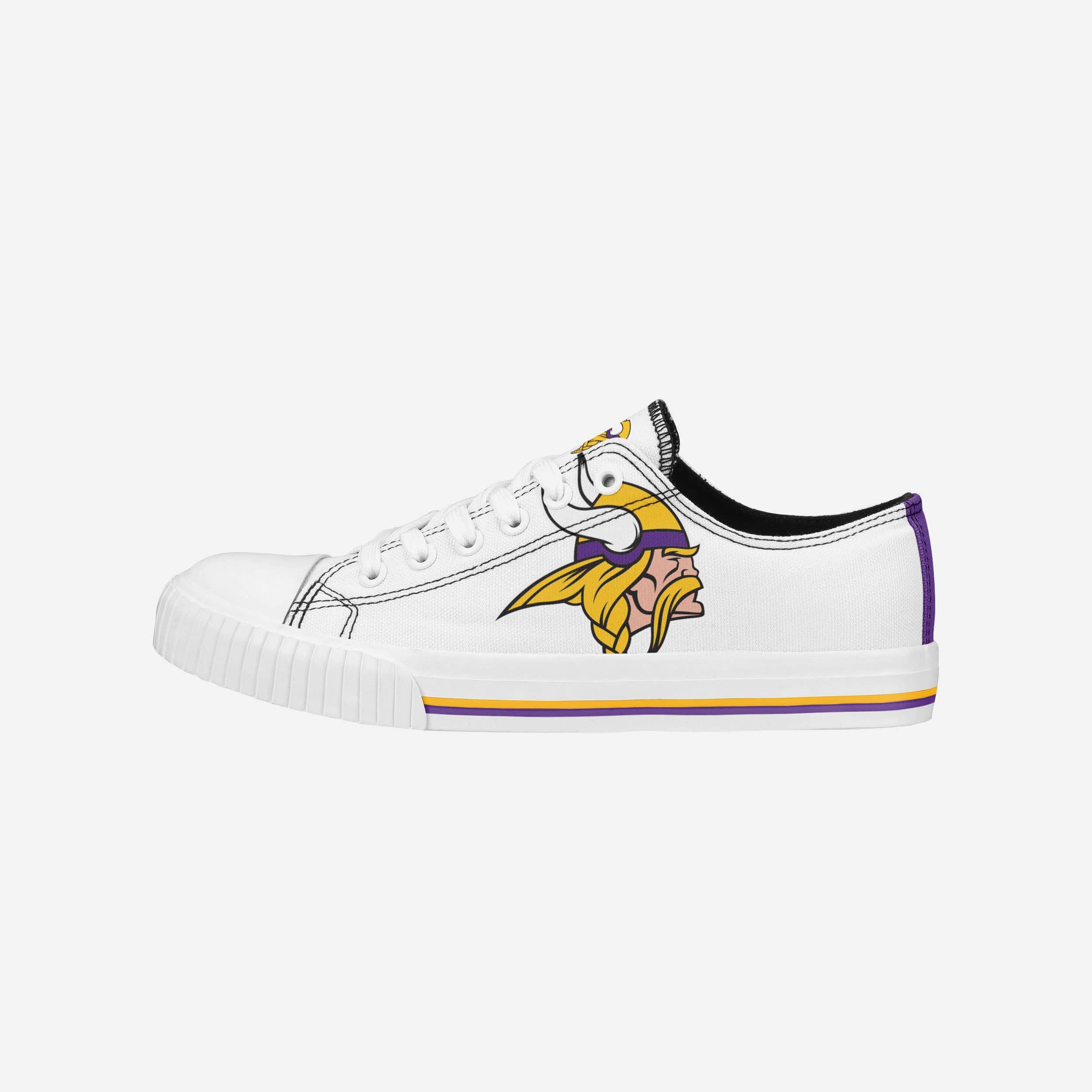 Stylish Minnesota Vikings Women's Big Logo Low Top White Canvas Shoes
