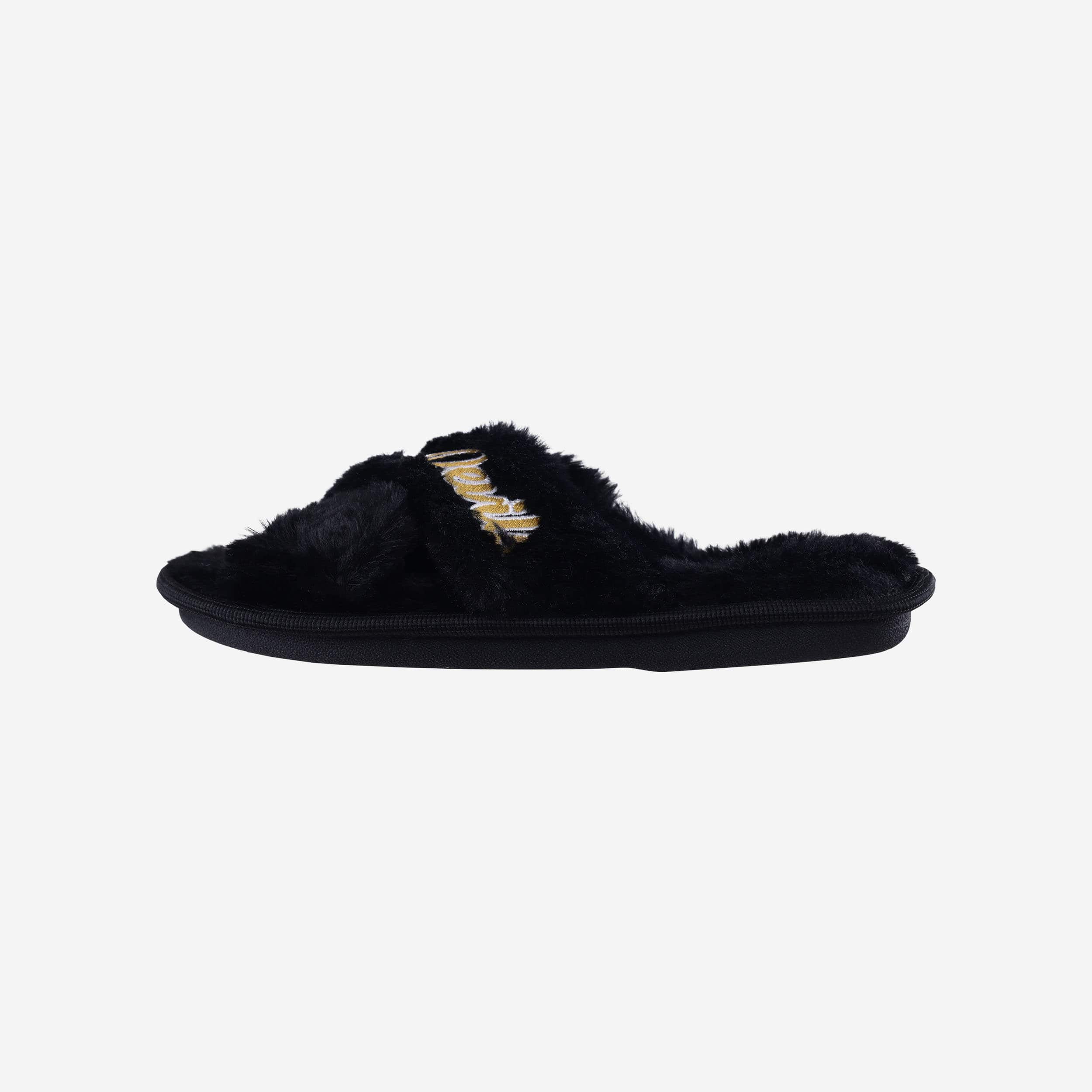 Arizona State Sun Devils Women's Fuzzy Script Wordmark Fur Cross Slides - Show Your Team Spirit!